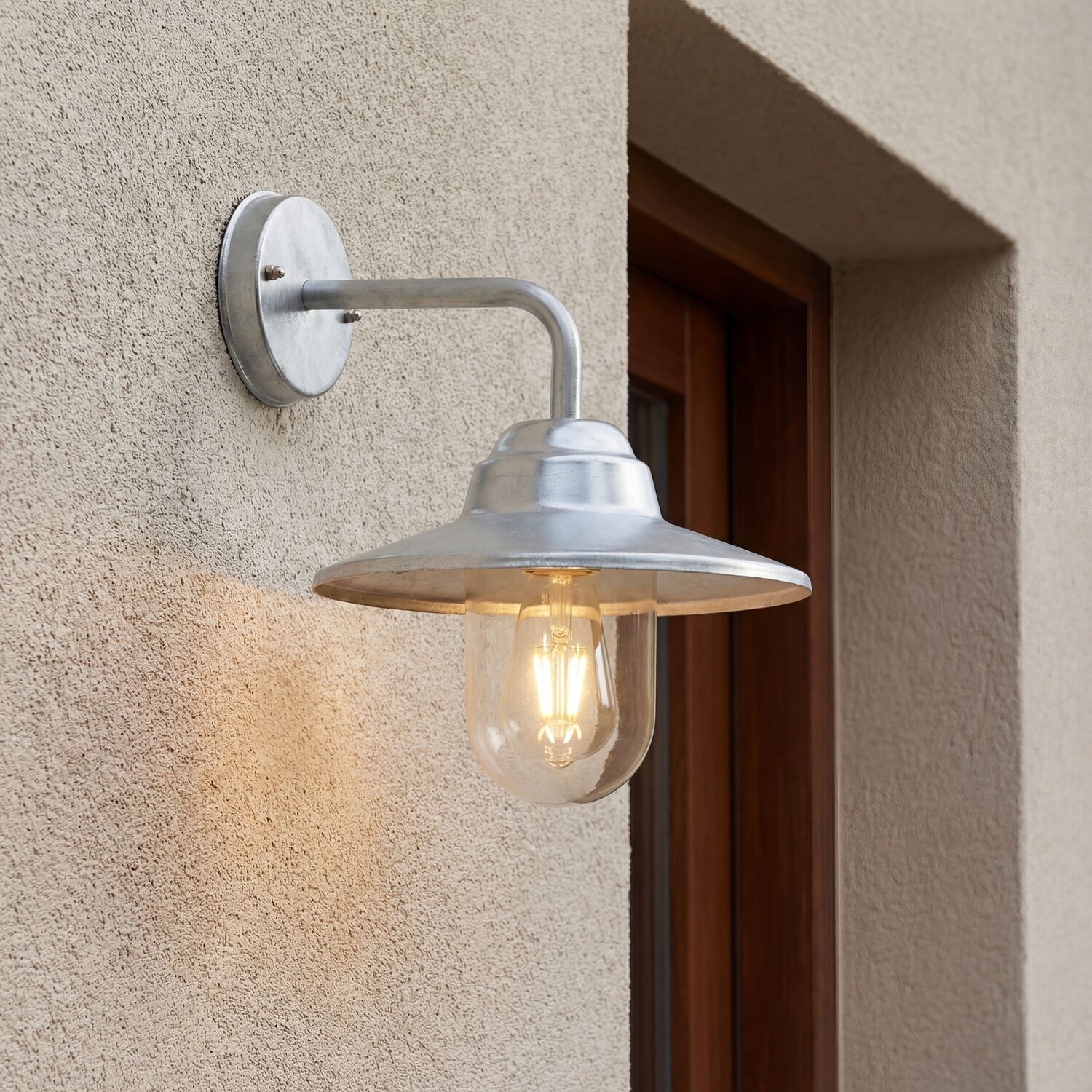 maritime-lampen-gartenlaternen-maritime-aussenleuchte-ashley-1x-e27-bis-10-w-silber-maritim-fuer-garten-terrasse-le95875-01 Außenlampe, Wandleuchte, Metall, Glasschutz, Einzelner Glühbirne