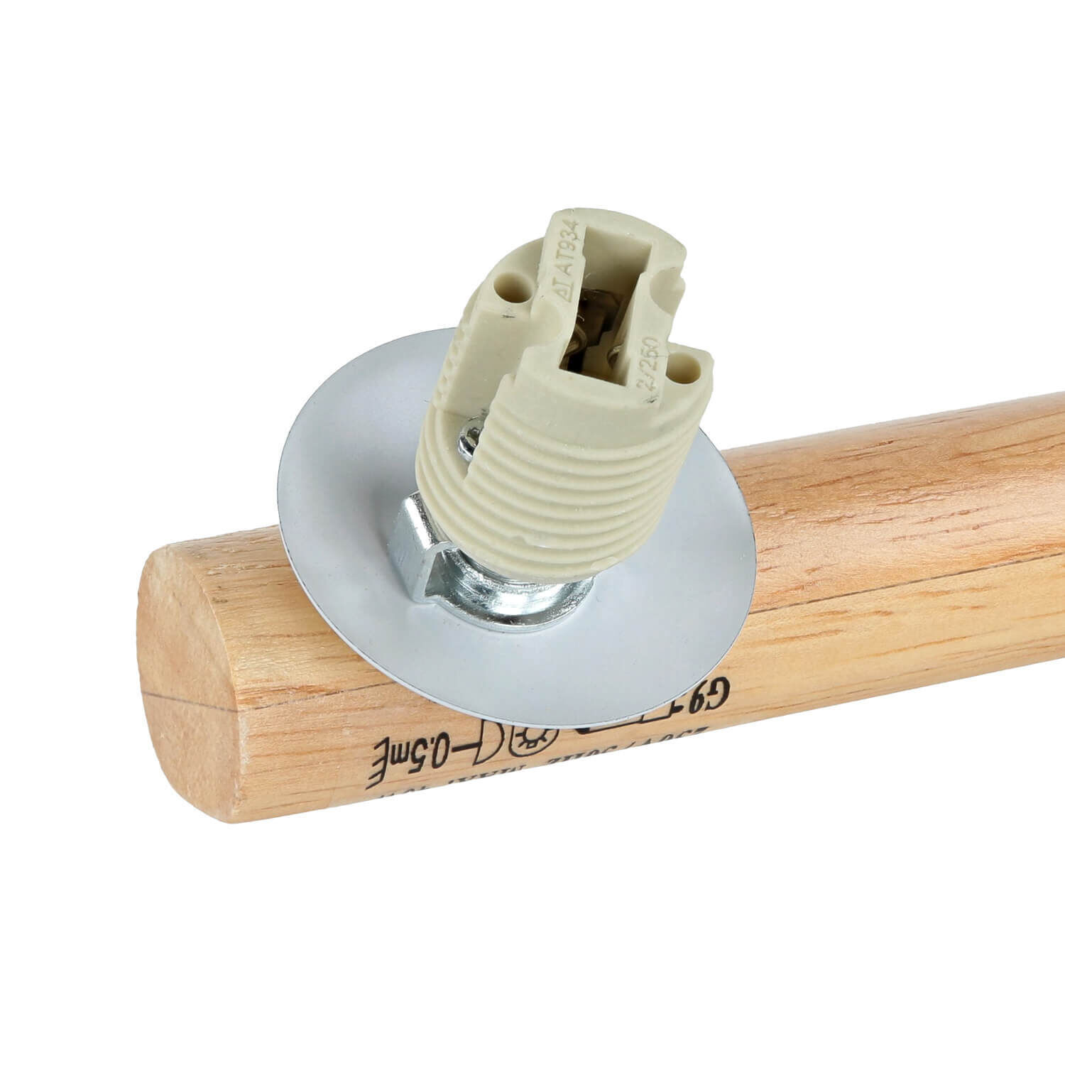 Deckenlampe Holz Glas 47 cm lang G9 in Hell Weiß 3-flammig Deckenlampe Holz Glas 47 cm lang G9 in Hell Weiß 3-flammig