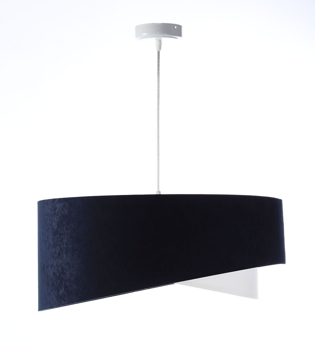 Lampe à suspendre Blanc Bleu E27 rond Ø 50 cm Tissu aspect velours