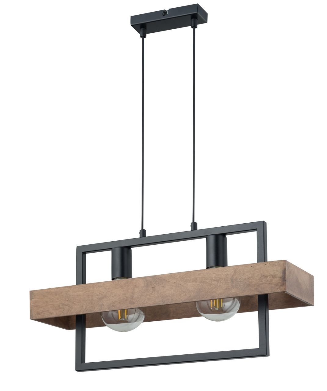 Suspension en bois Noir Marron L:55 cm E27 Moderne