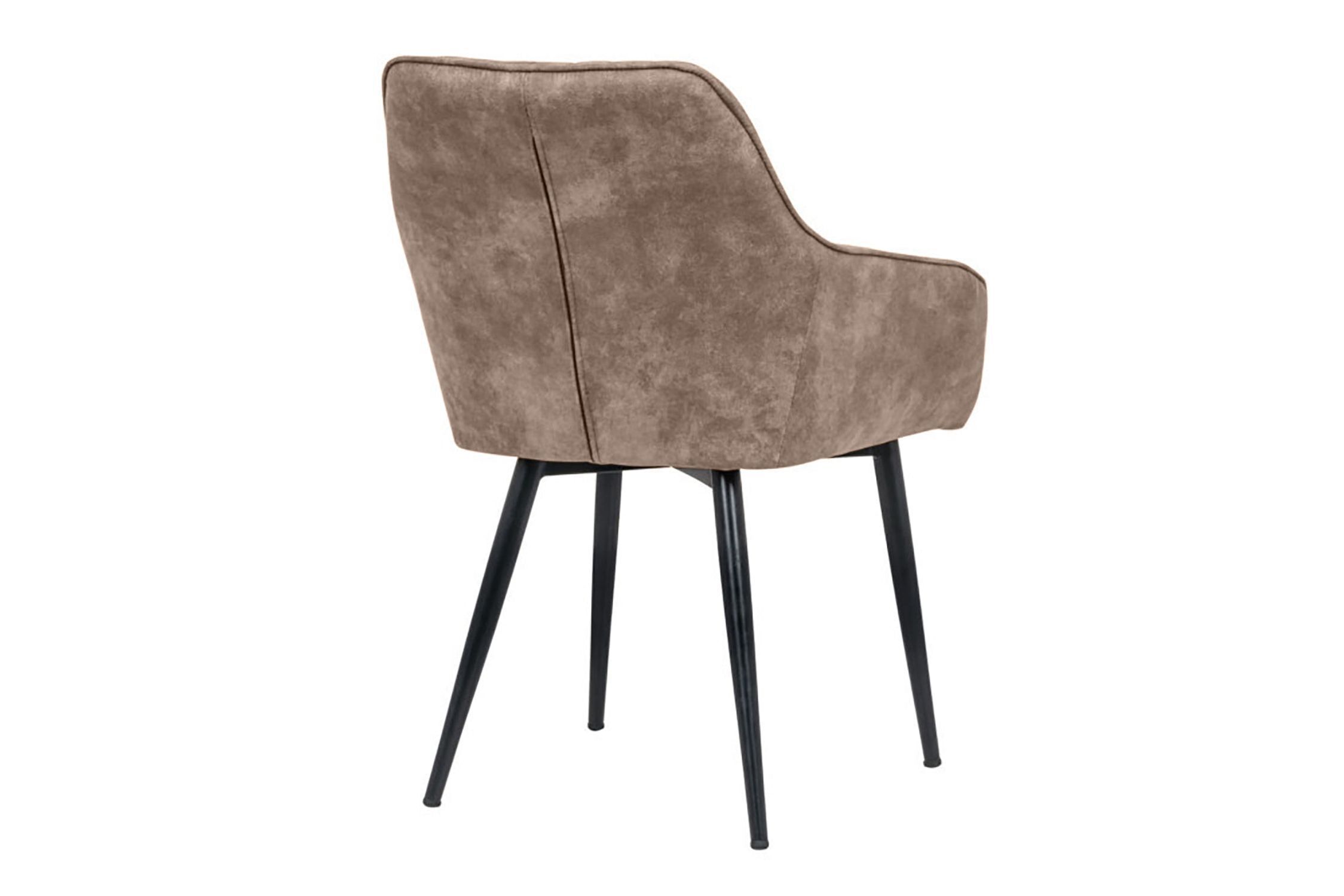 Esstischstuhl Taupe Schwarz B: 60 cm mit Armlehne Stoff Metall Stuhl, Mobiliar