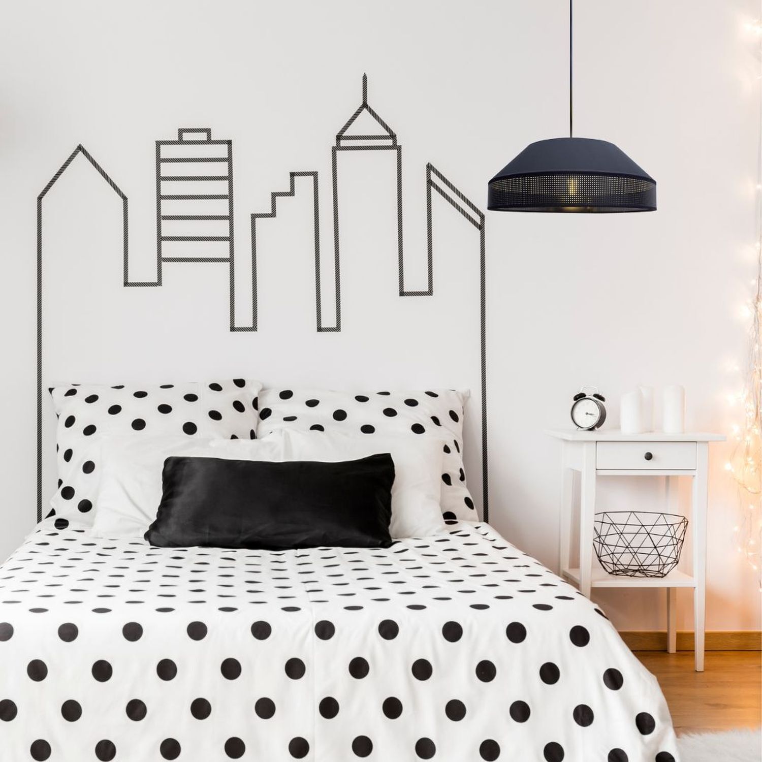 Lampe à suspendre noire tissu anti-éblouissant confortable L:45 cm E27 Moebel, Bett, Dekoration für Zuhause