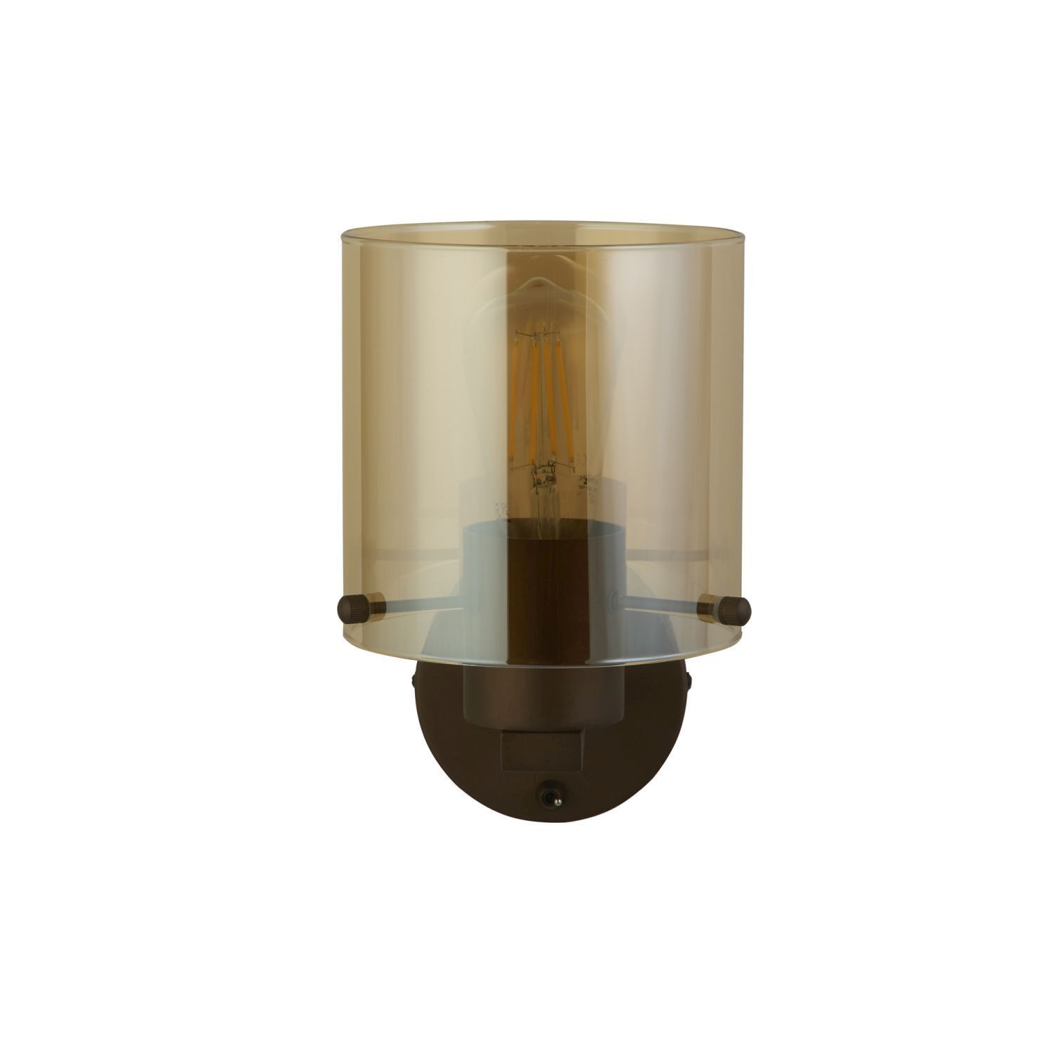 Wandleuchte, Wandlampe, Glasabdeckung, Bronze, Edison-Glühbirne