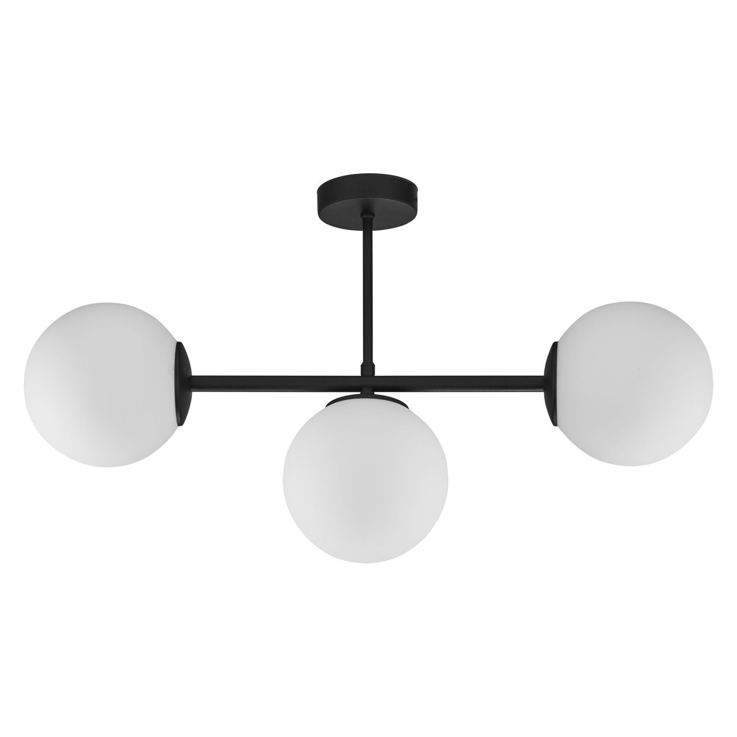 Deckenlampe 3-flammig Schwarz Weiß Glas Metall Leuchte, Deckenleuchte, Deckenventilator, Elektrisches Gerät, Kronleuchter
