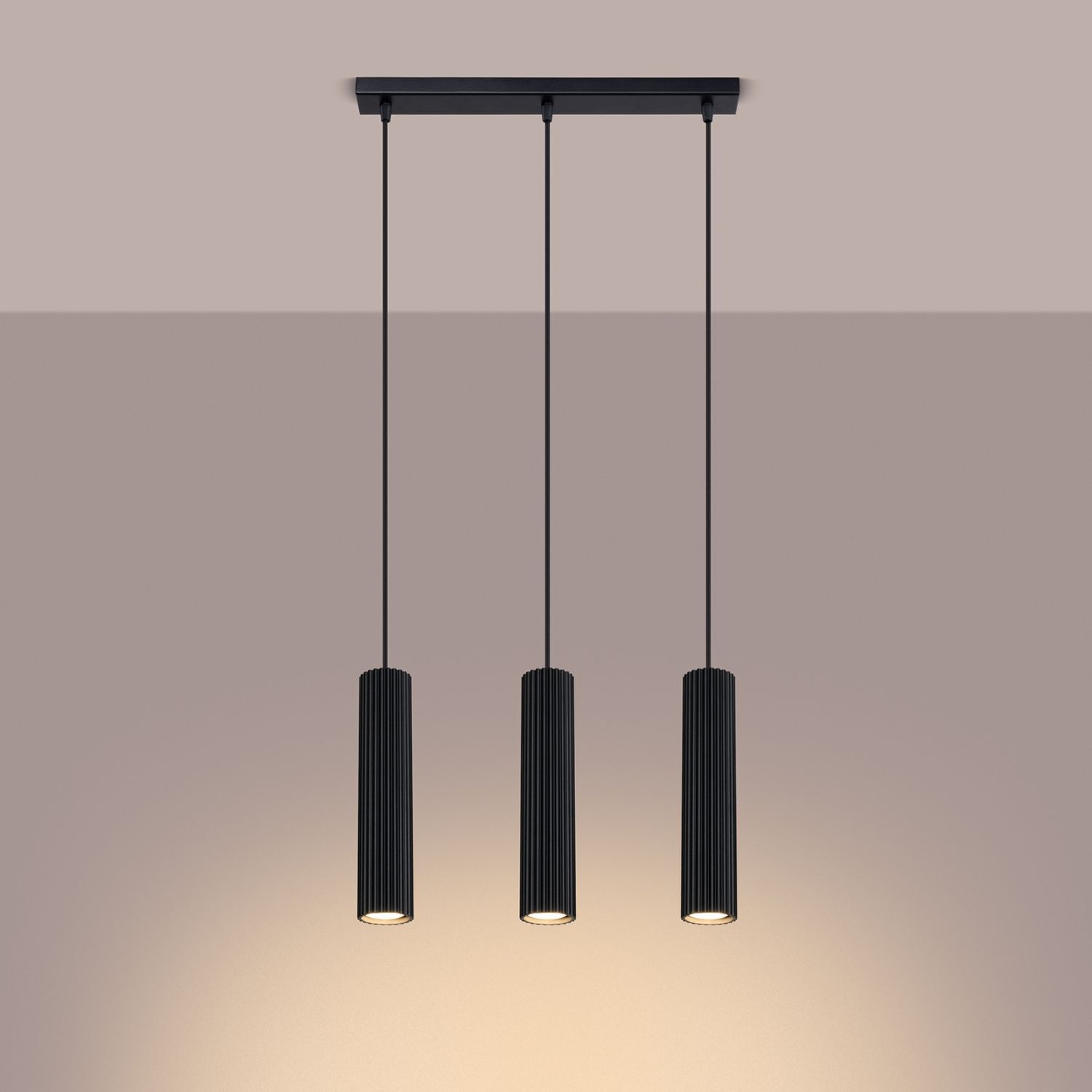 Pendelleuchte 3-flammig GU10 B: 45 cm Schwarz Modern BERTA Leuchter, Lampe