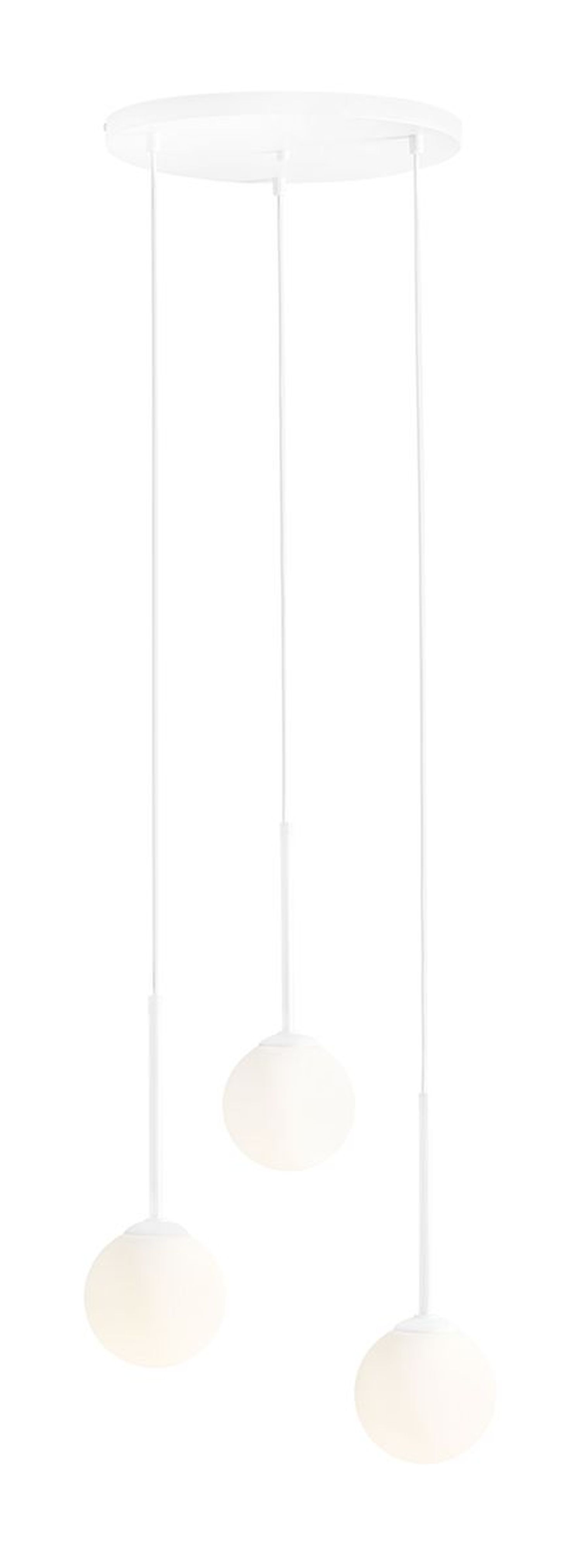 Suspension verre métal Moderne 3-flamme E14 en blanc