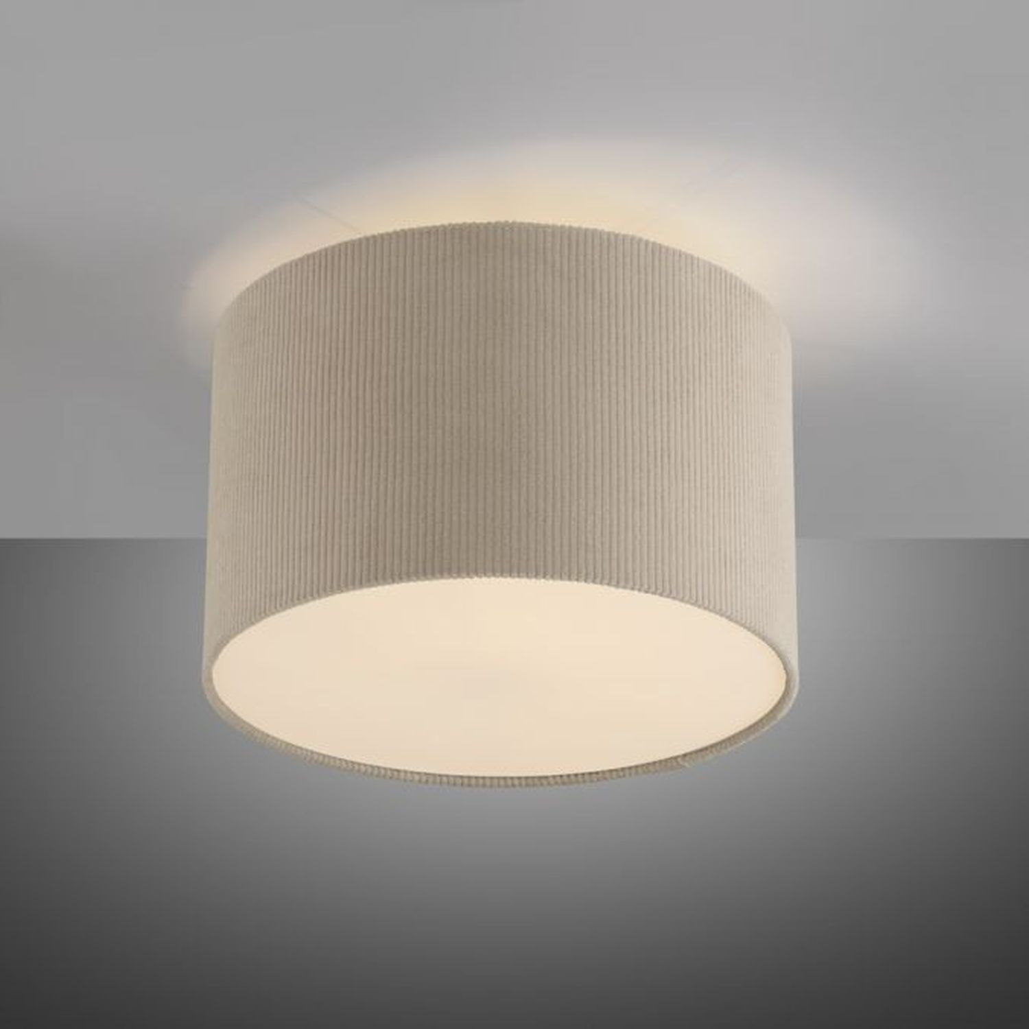 Stoff Deckenlampe blendarm Beige E27 Ø35 cm gemütlich