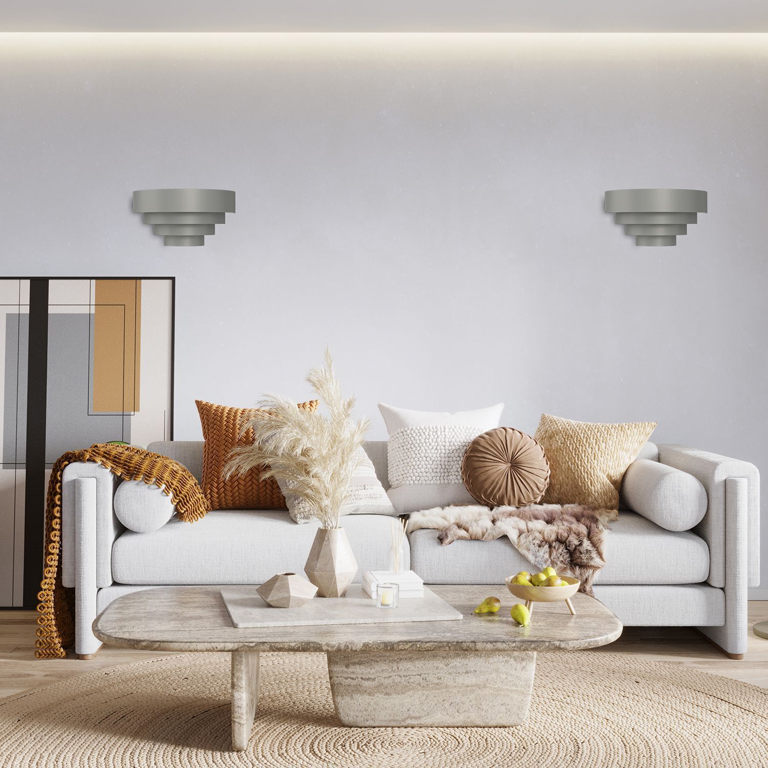 Wandlampe Metall Dunkelgrau B:40 cm E27 2-flmg indirekt Dekoration für Zuhause, Kissen, Couch, Tabelle, Wohnzimmer