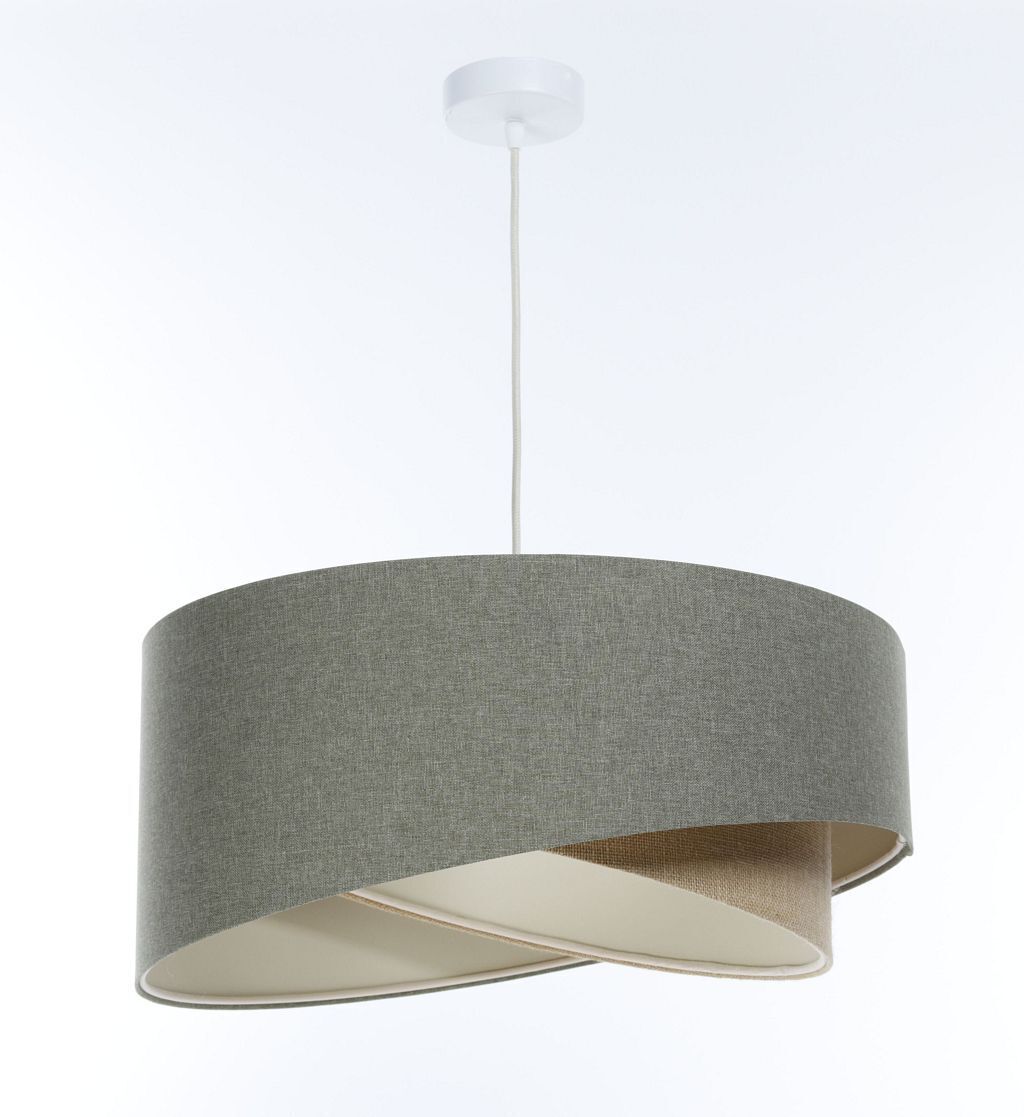 Suspension E27 Abat-jour en tissu Ø 50 cm Vert Beige réglable