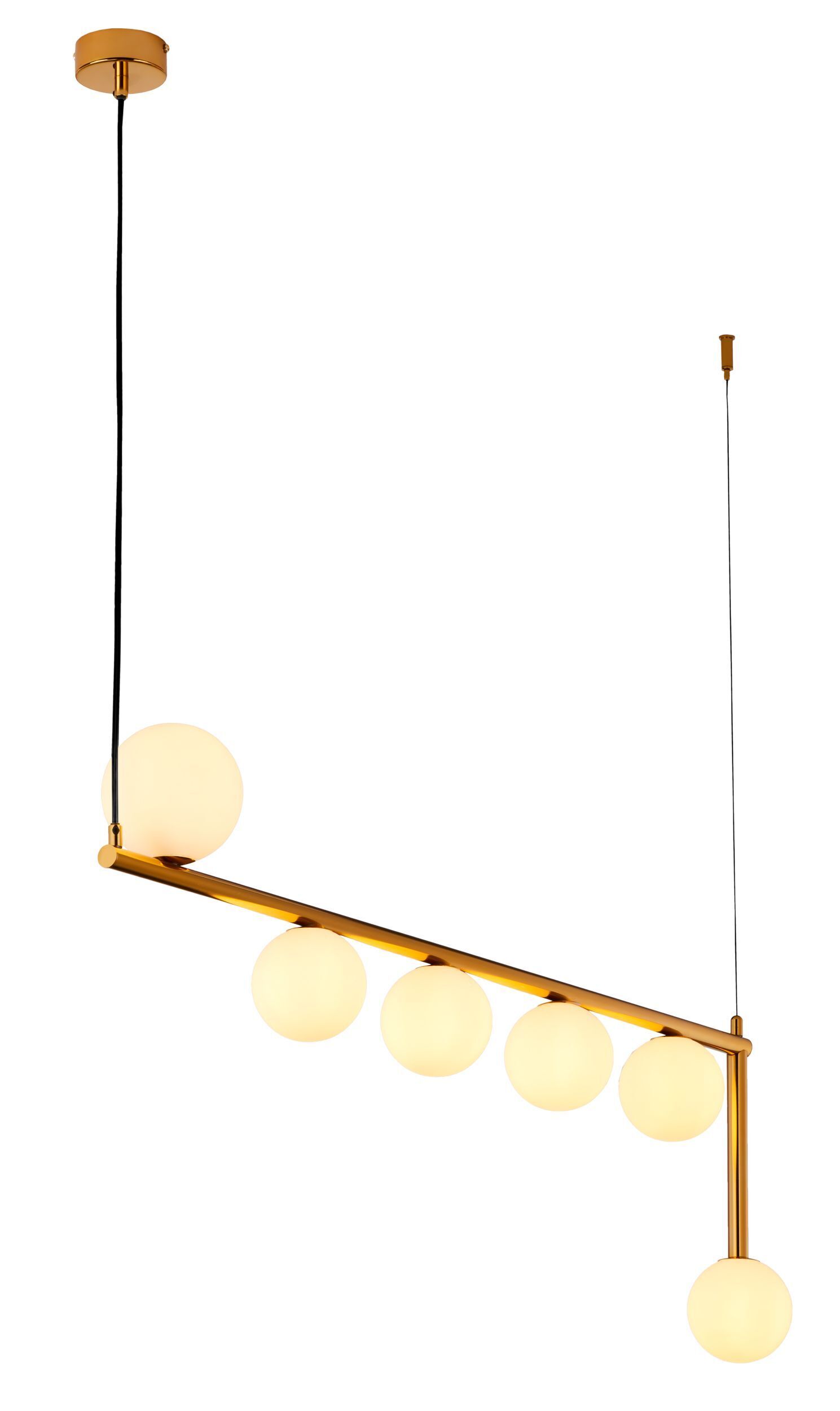 Goldene Pendelleuchte Messing Glas wohnlich 106 cm lang