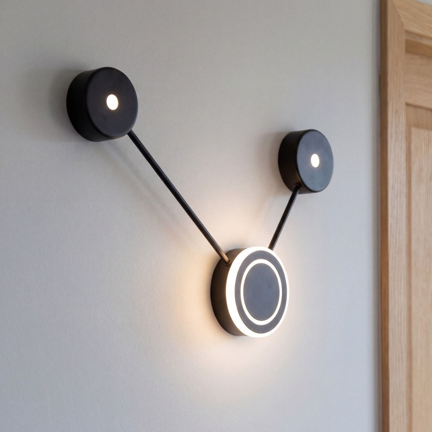 Wand-/Wall Light, LED-Beleuchtung, Rundem Design, Schwarz, Wandlampe