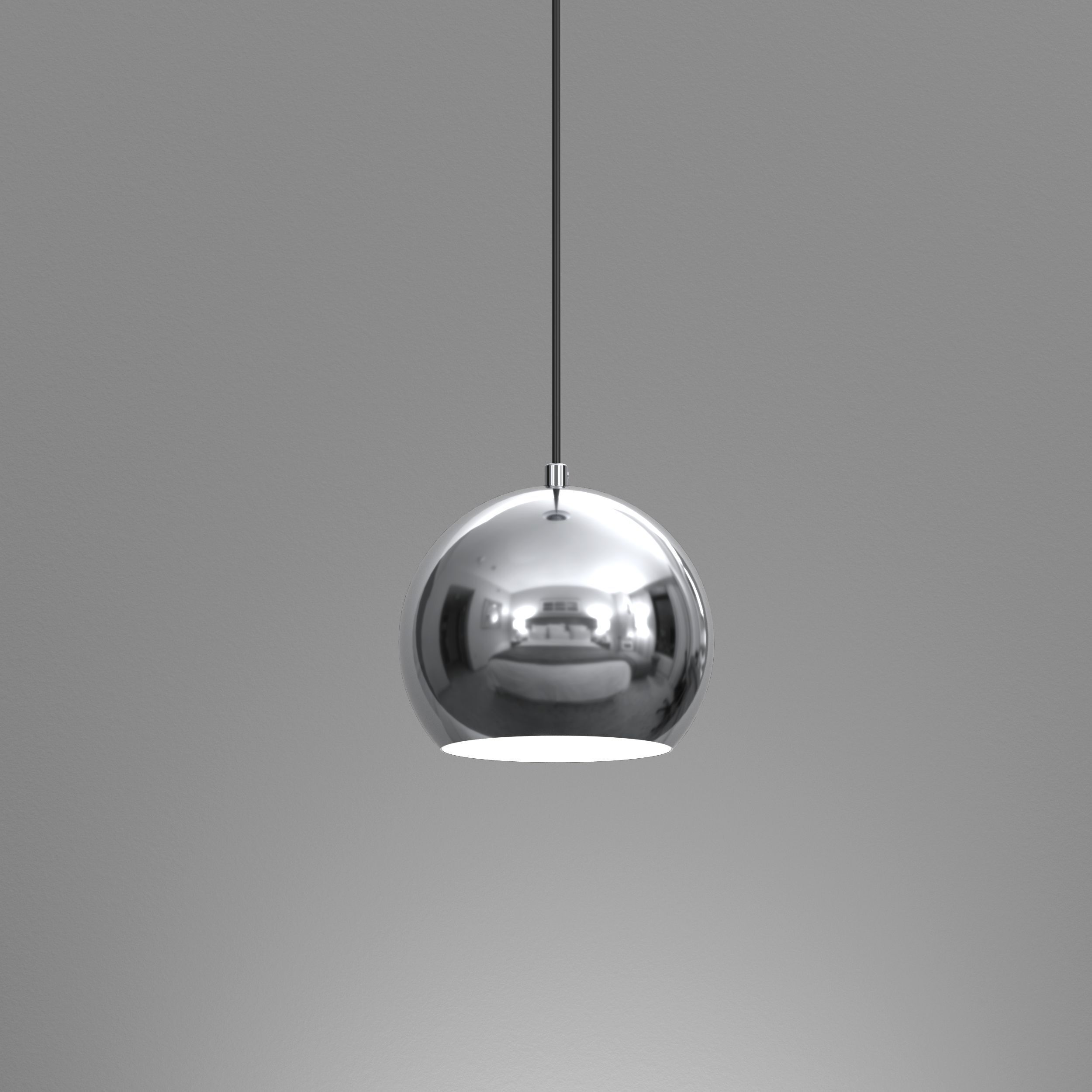 Hängelampe Metall rund Retro Chrom Kugelschirm Lampe