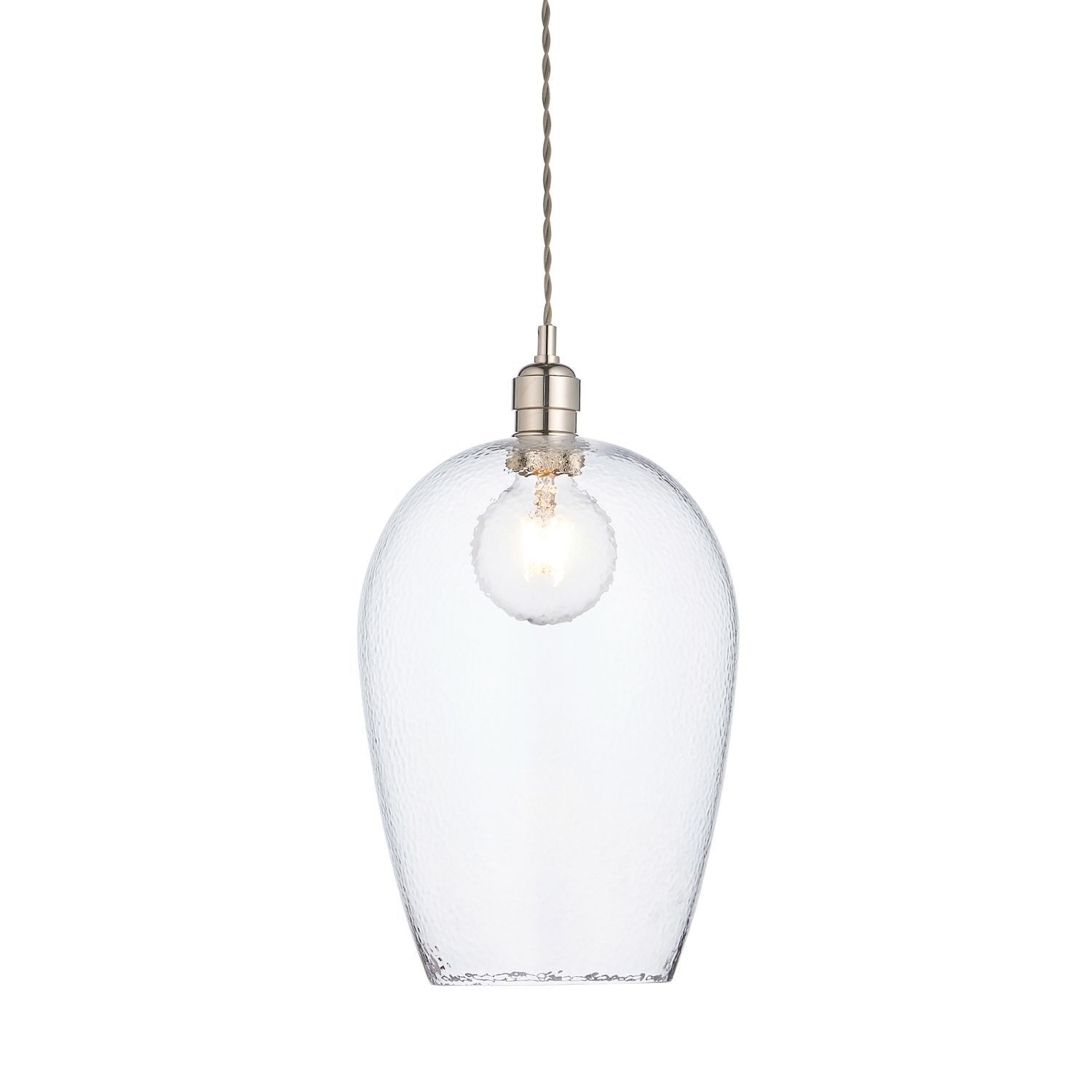 Hängelampe E27 Glas Metall Ø 25 cm schmal Nickel glänzend