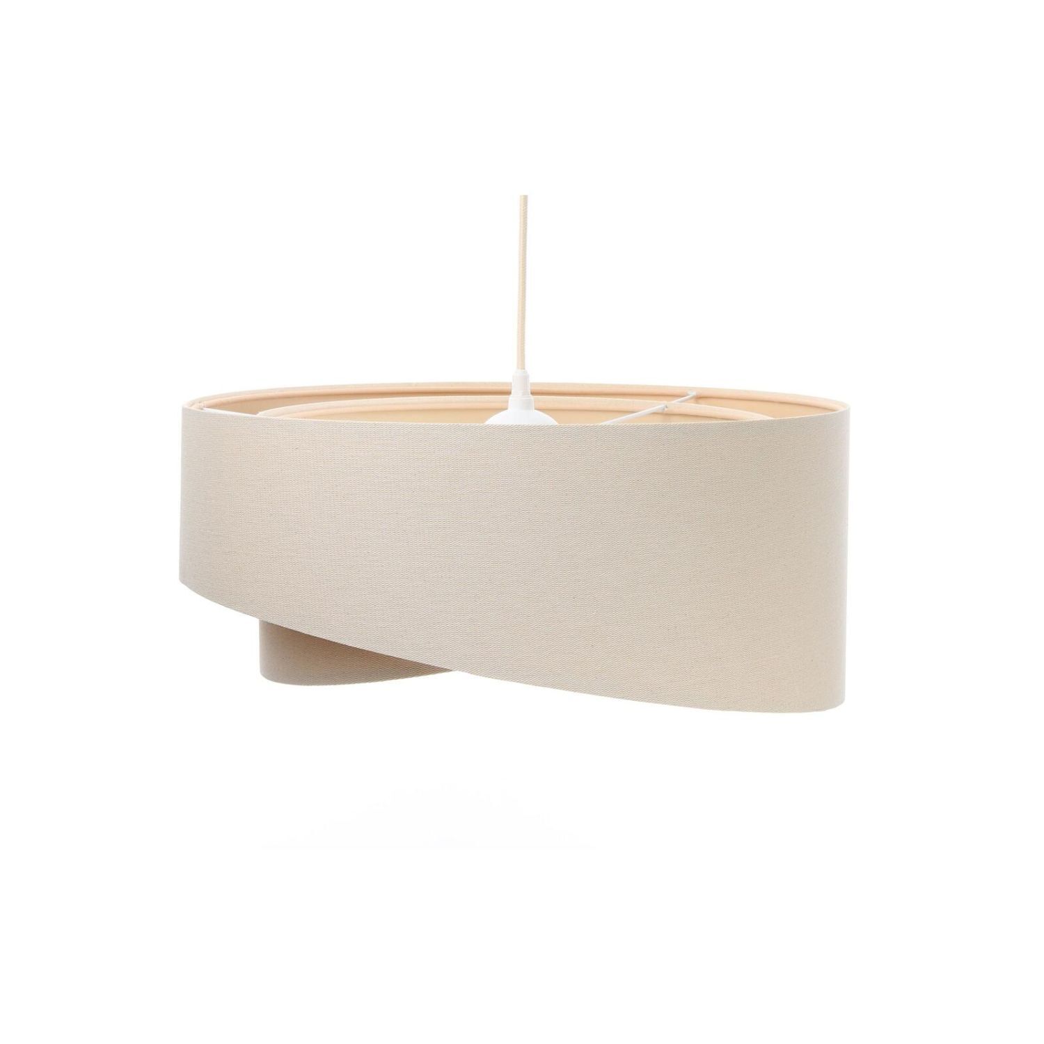 Hängeleuchte Creme Beige Leinen E27 rund Ø 50 cm Lampe