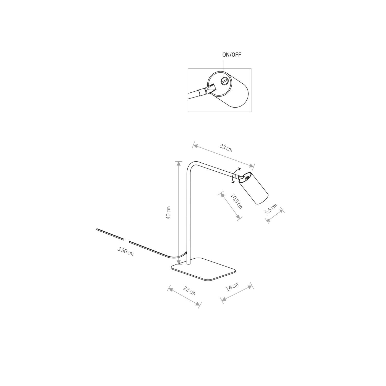 Schreibtischlampe Weiß Gold GU10 40-45 cm Metall Modern