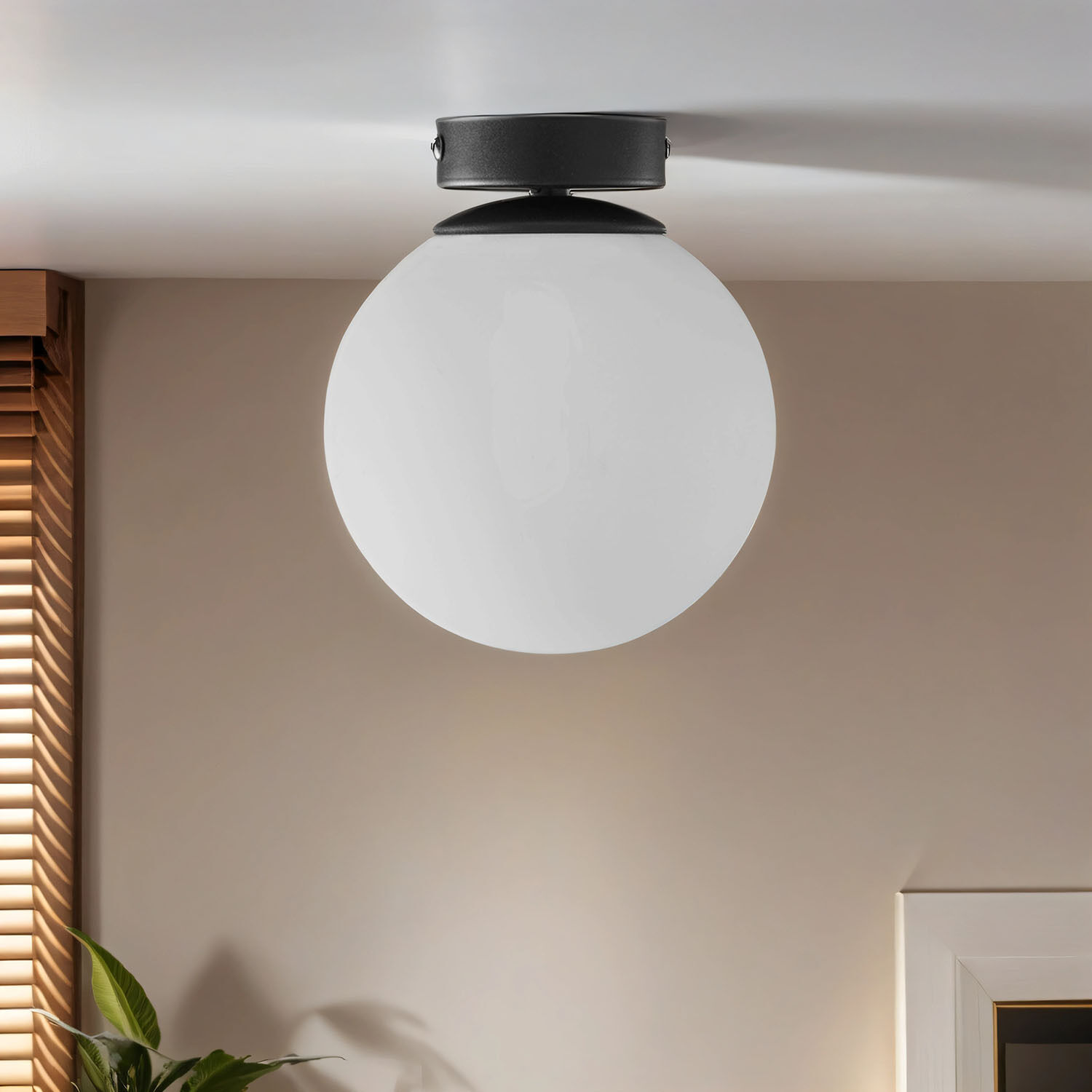 deckenlampe-kugel-deckenleuchte-1x-e27-schwarz--weiss-metall-glas-modern-2 Deckenlampe, Globus-Lampe, weiß, Rund, Hängelampe