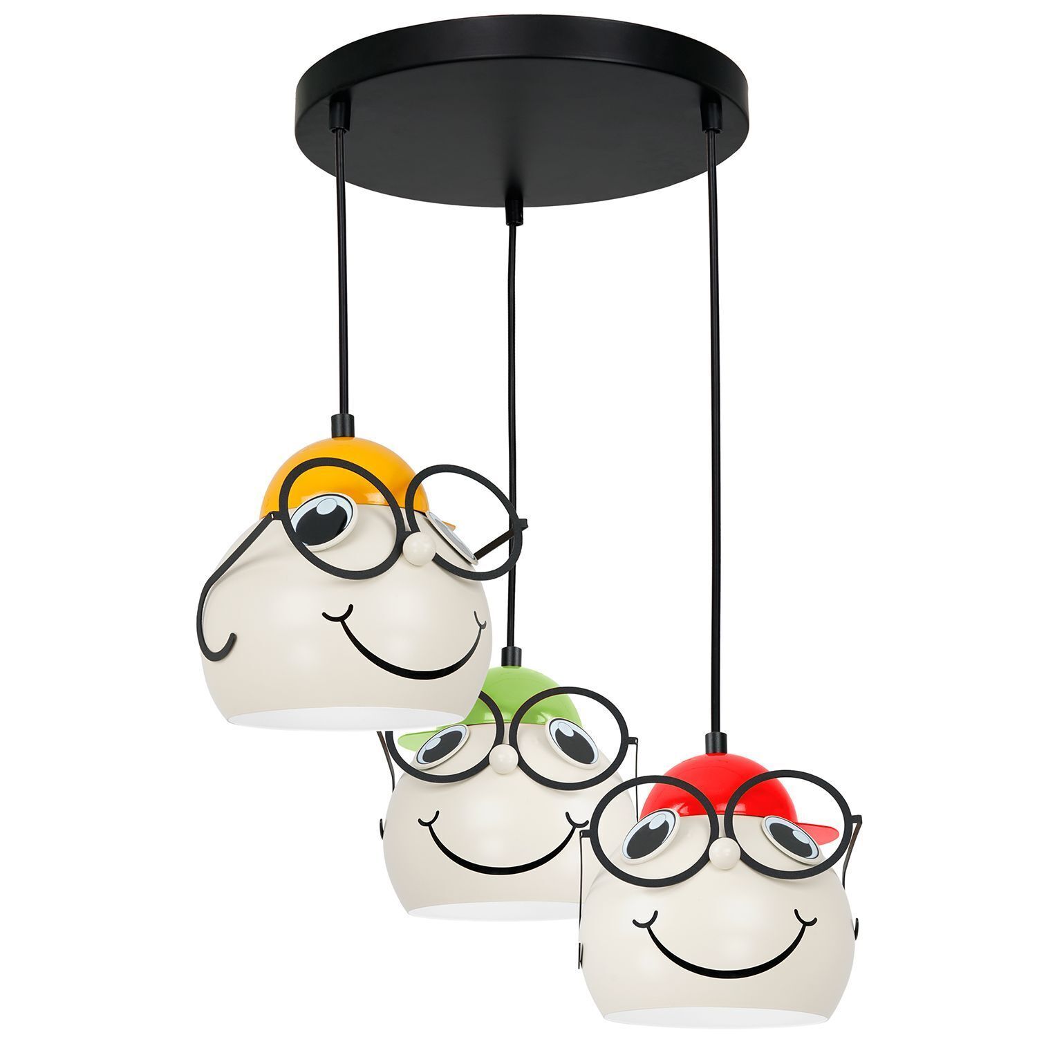 Suspension chambre d'enfant 3x E27 verre métal réglable multicolore