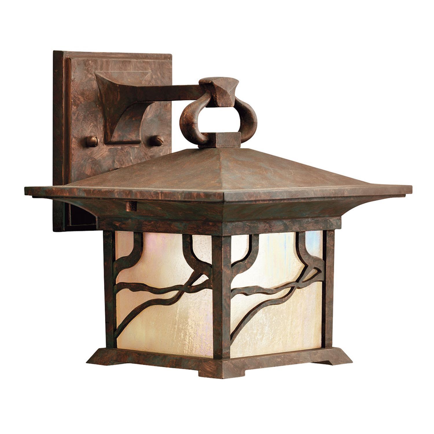 Lampe d'extérieur murale cuivre antique H : 23,7 cm IP44 E27 alu verre