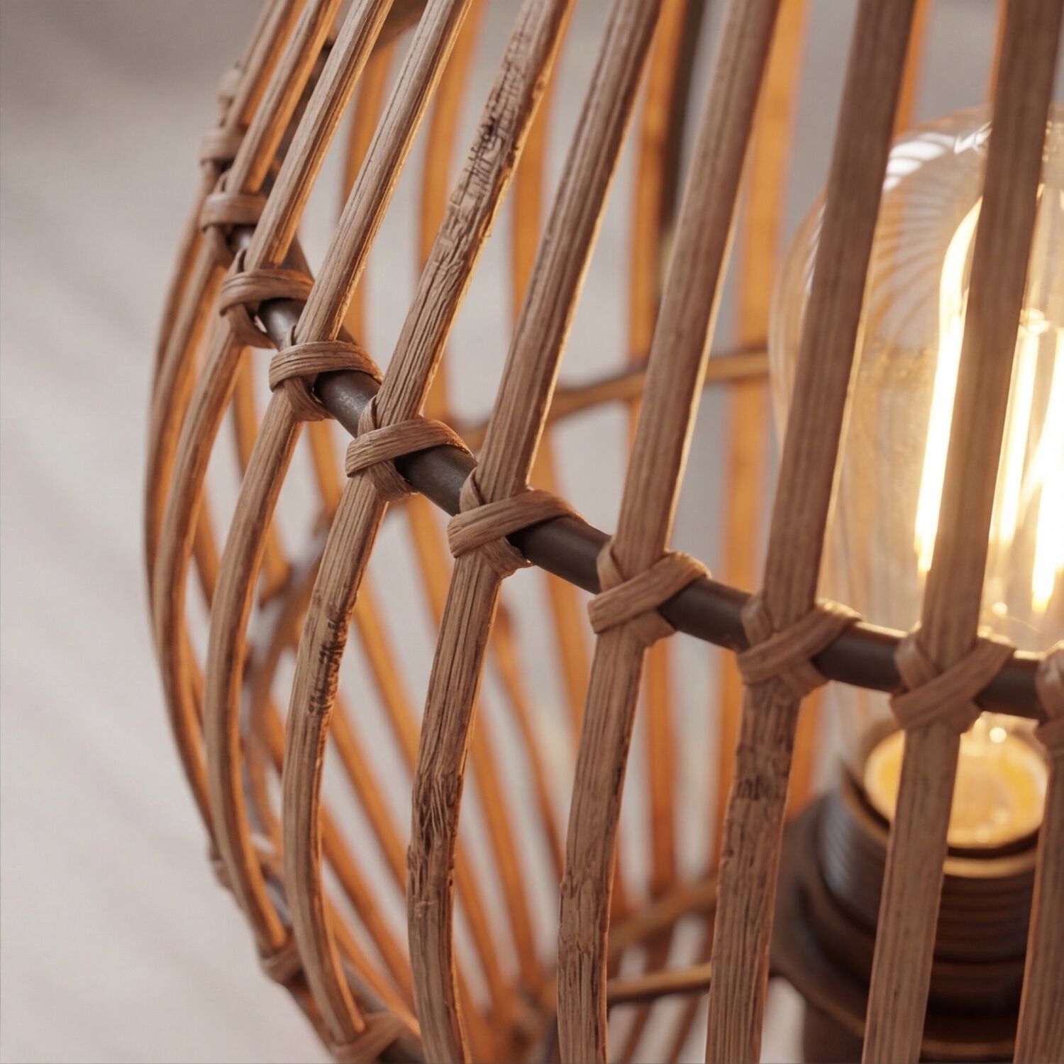 Kleine Stehlampe Bambus Braun 111 cm E27 Skandinavisch korb, rattan, lampe, glas, licht