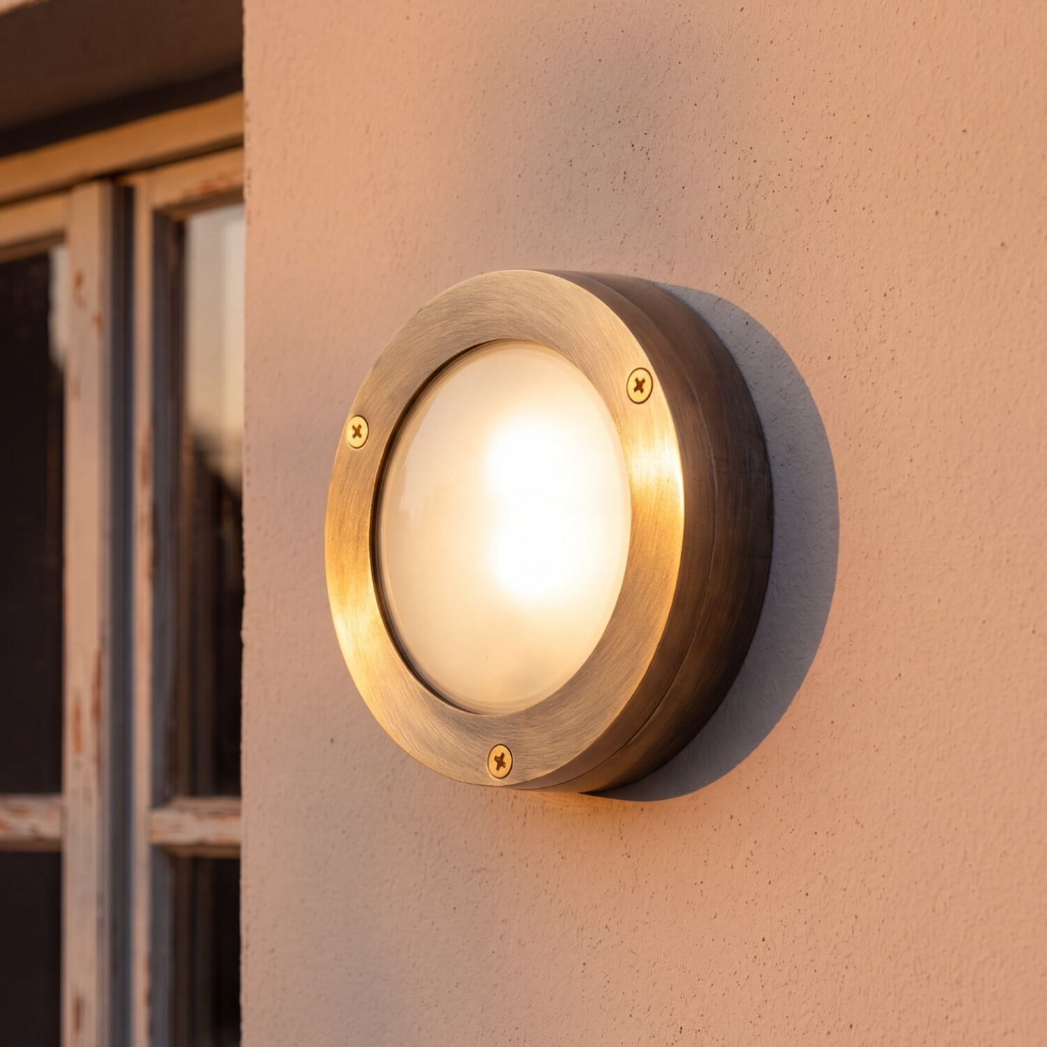 Außenlampe Rund Messing Wand Haus Terrasse
