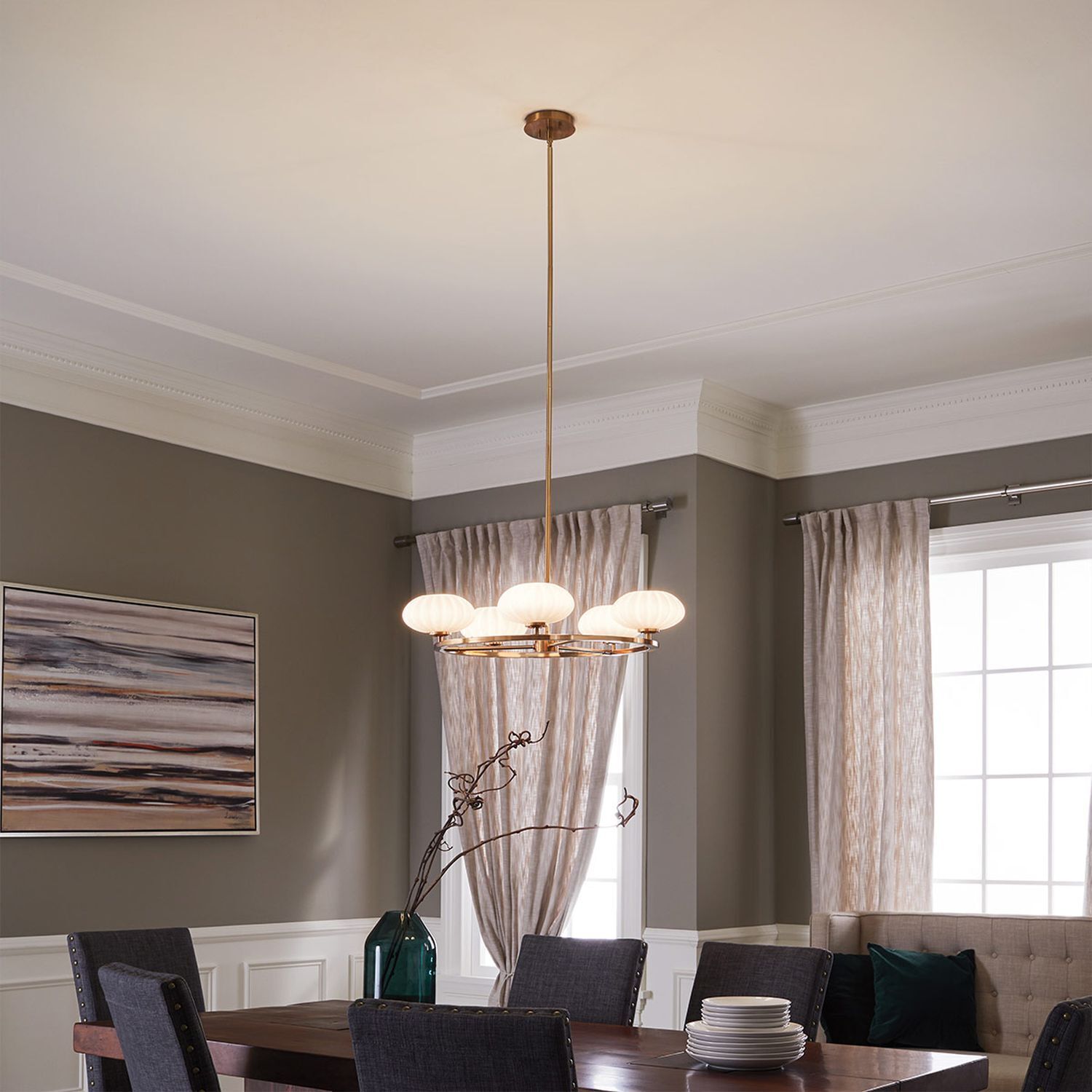 Kronleuchter, Pendelleuchte, Wohnzimmer, Beleuchtung, Gold/Messing