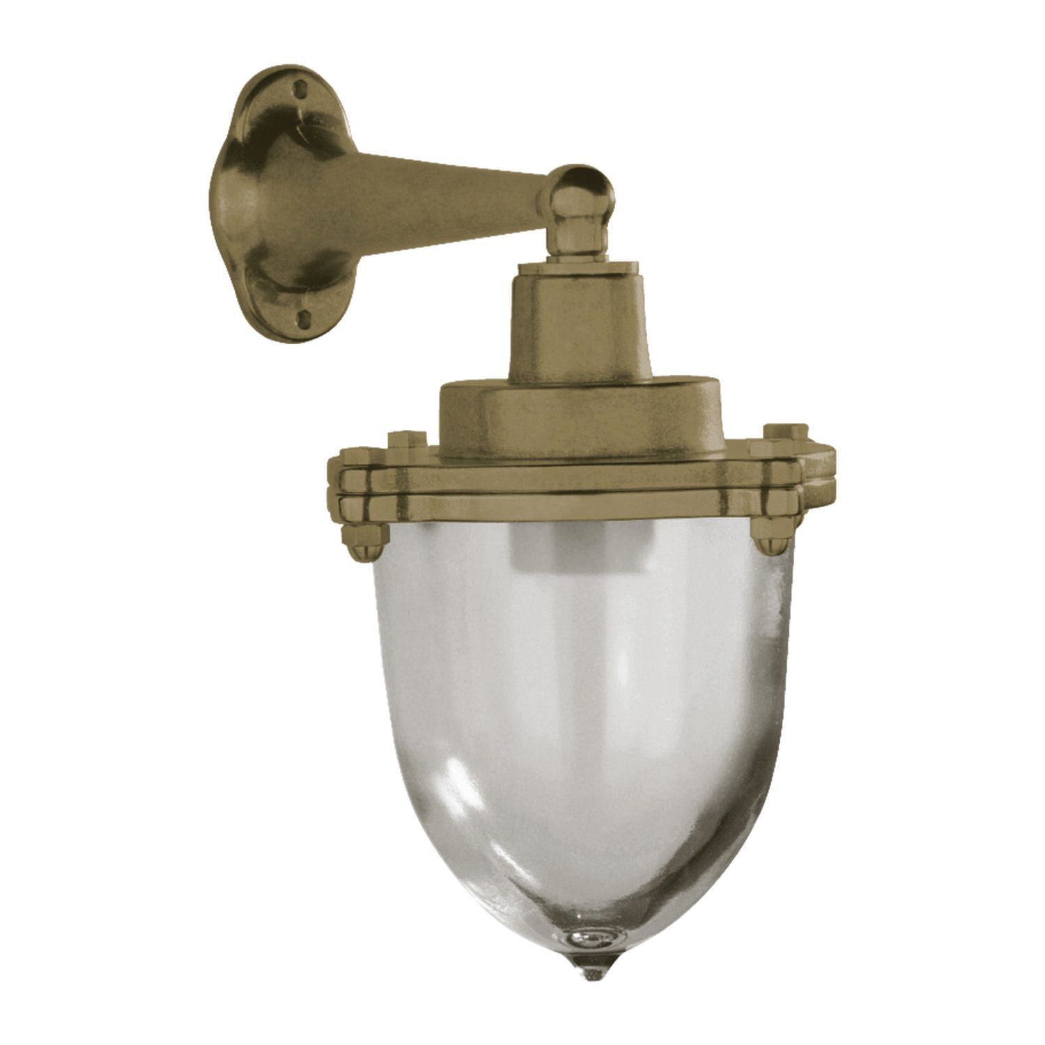 Außenwandleuchte Echt-Messing Glas 30 cm hoch IP64 E27
