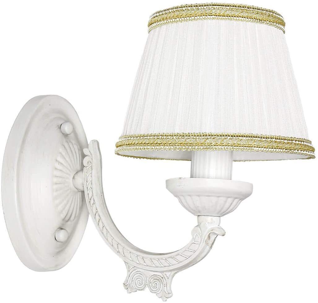 Wandlampe Shabby Weiß Stoff Klassisch E14 SOFIA