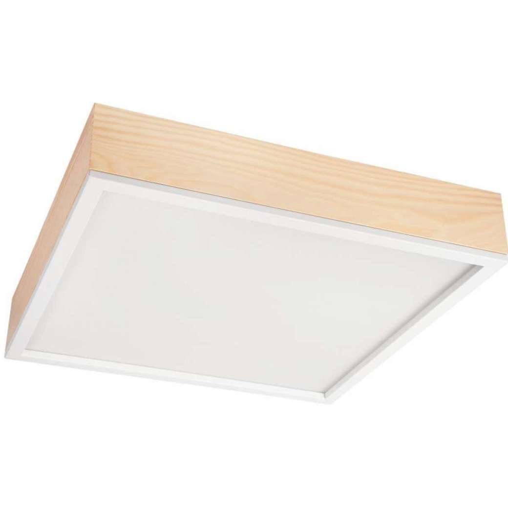 Blendarme Deckenleuchte Glas Holz Pinie E27 L:48 cm Deckenleuchte