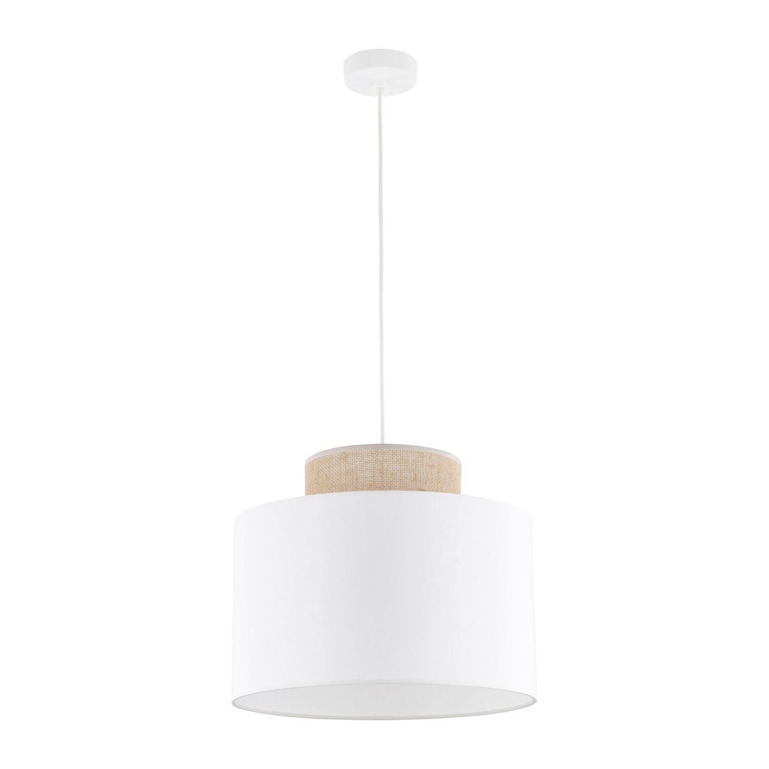 Suspension Tissu Jute E27 Ø 38 cm H : max. 1,7 m Blanc Naturel Lampe, Deckenleuchte, Kronleuchter