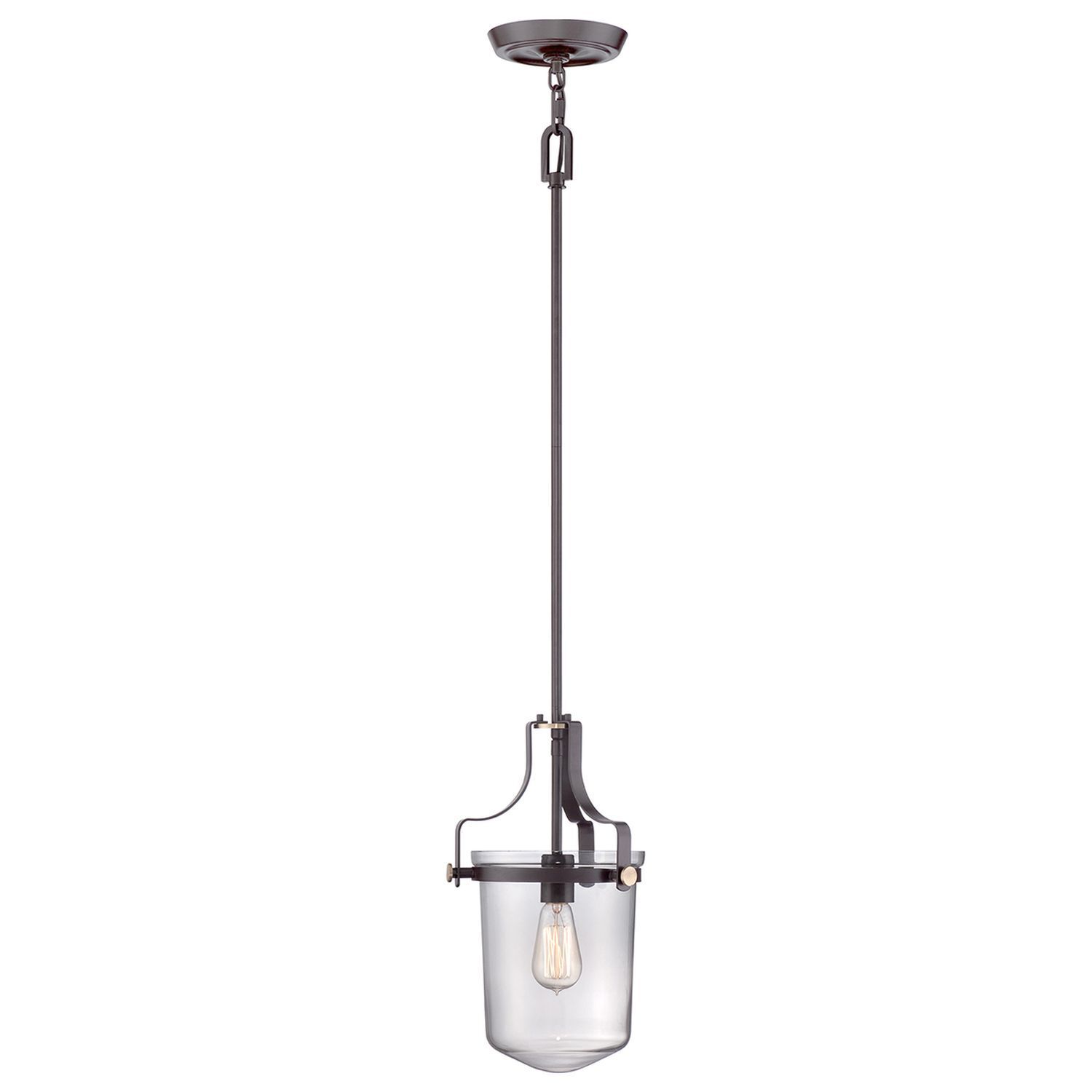 Lampe de plafond verre métal en bronze clair E27 Industrial