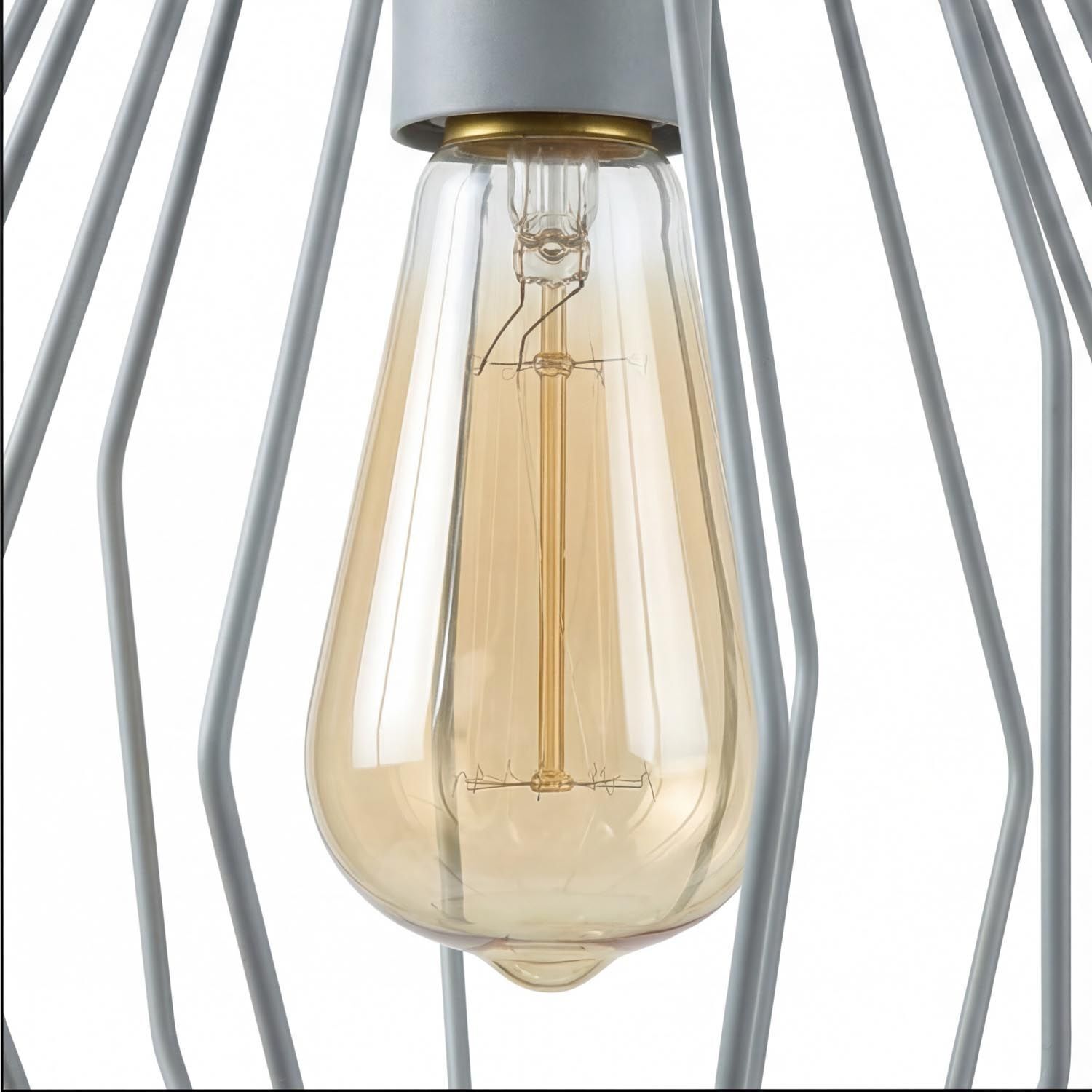 Hängelampe mit Stecker Kabel 5,5 m lang Grau flexibel Hängelampe, Glühlampe, Edison-Lampe, Metallrahmen, Beleuchtung