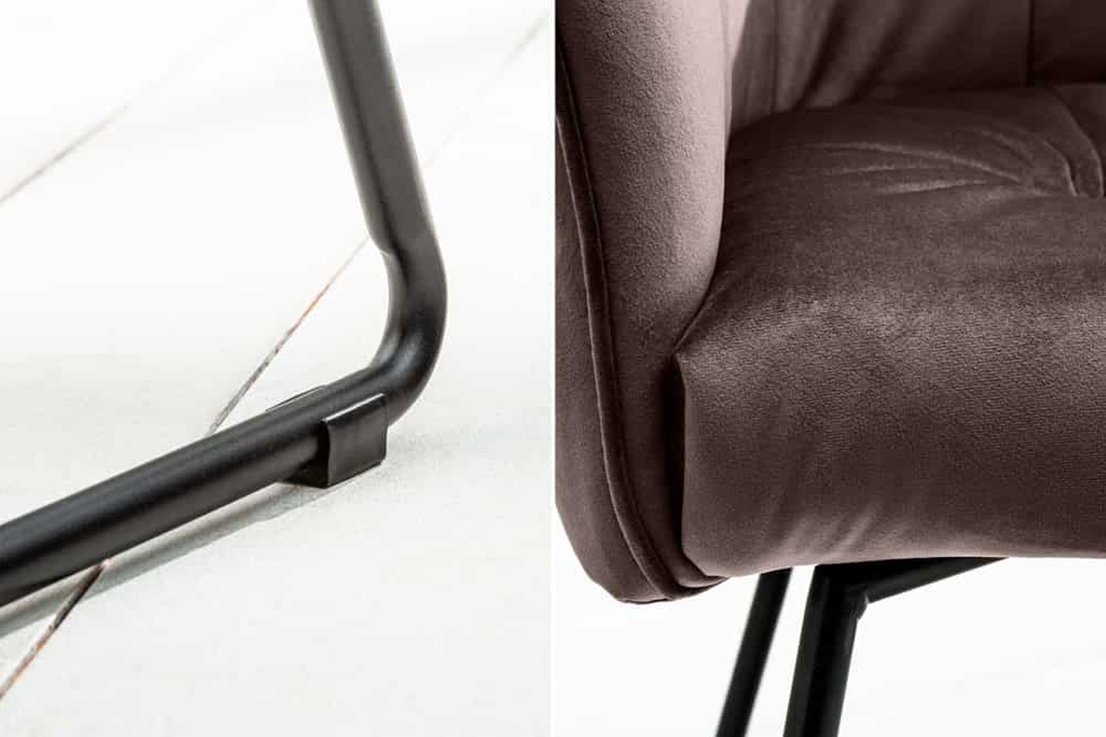 Chaise de salle à manger velours métal brun noir avec accoudoirs Moebel, Kissen, Dekoration für Zuhause, Stuhl