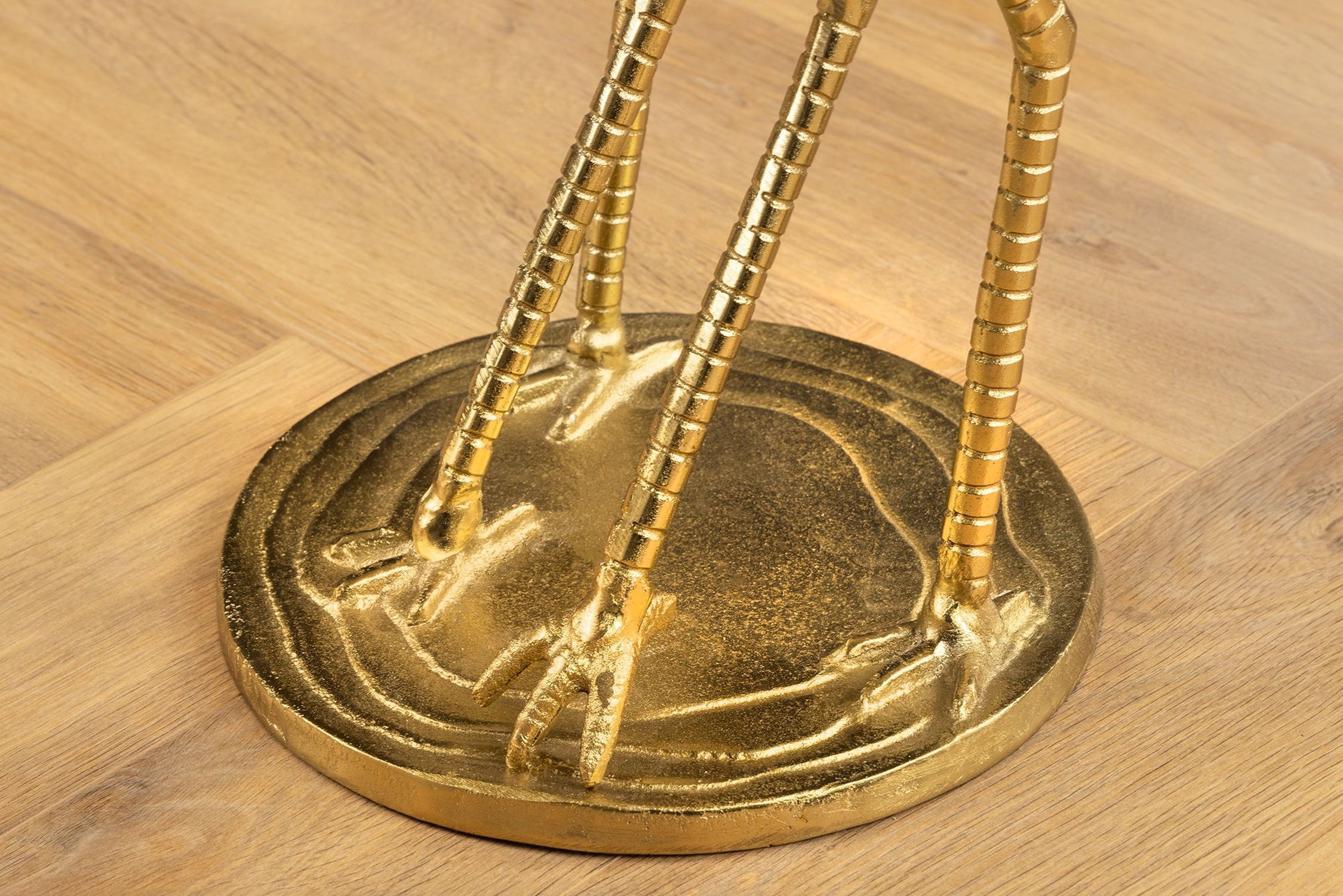 Beistelltisch Hartglas Metall in Gold 40x42 cm Handarbeit Maschine, Schraube, Moebel