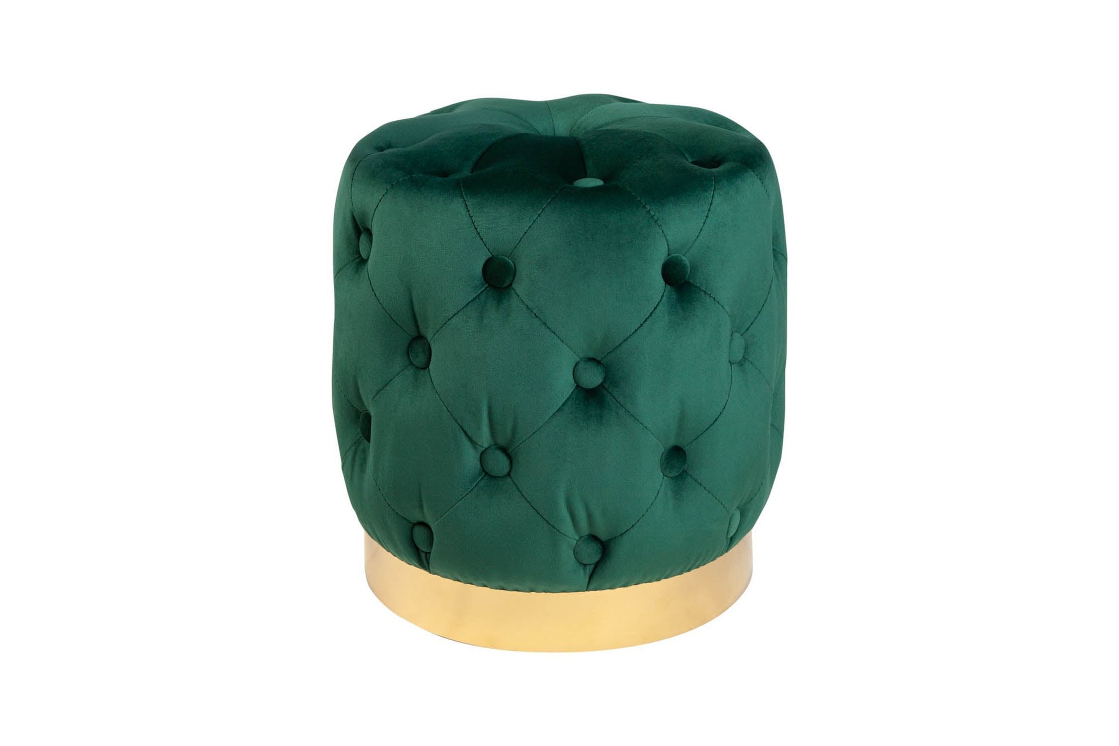 Pouf Grün Gold Samtbezug Ø 37 cm klein Chesterfield
