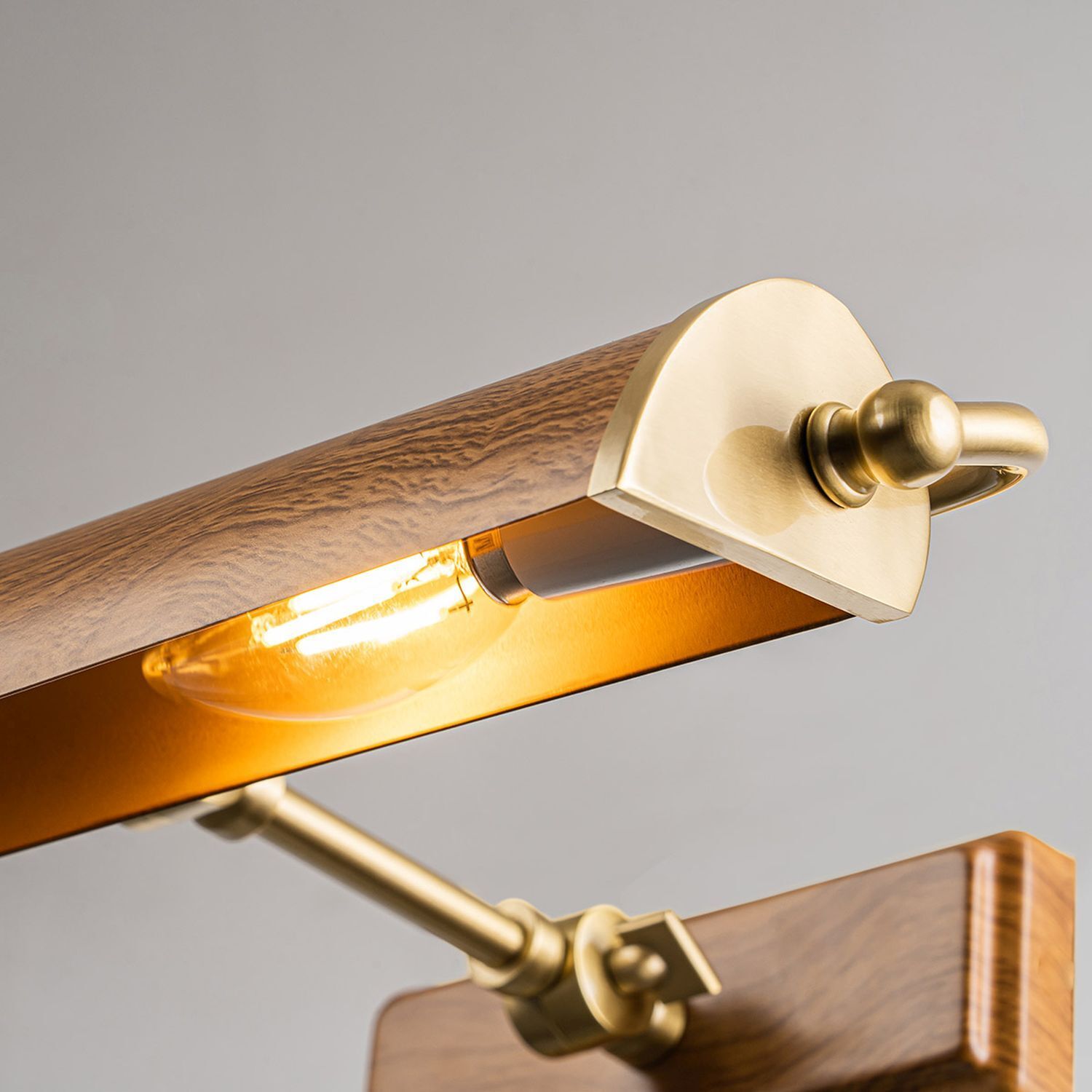 Lampe à tableau métal en chêne laiton antique L : 44,5 cm Vintage Beleuchtung, Lampe