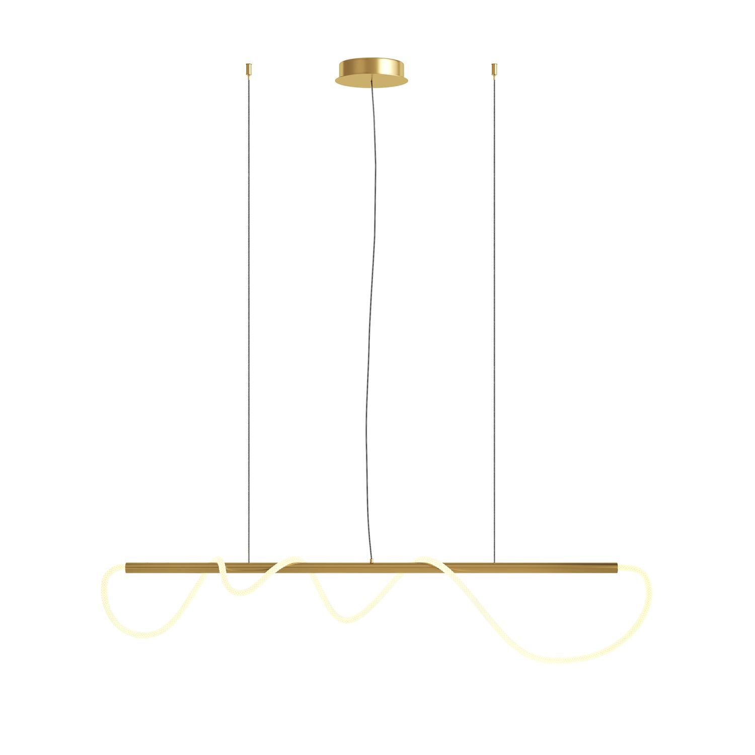 Suspension LED aluminium doré blanc allongé YARA