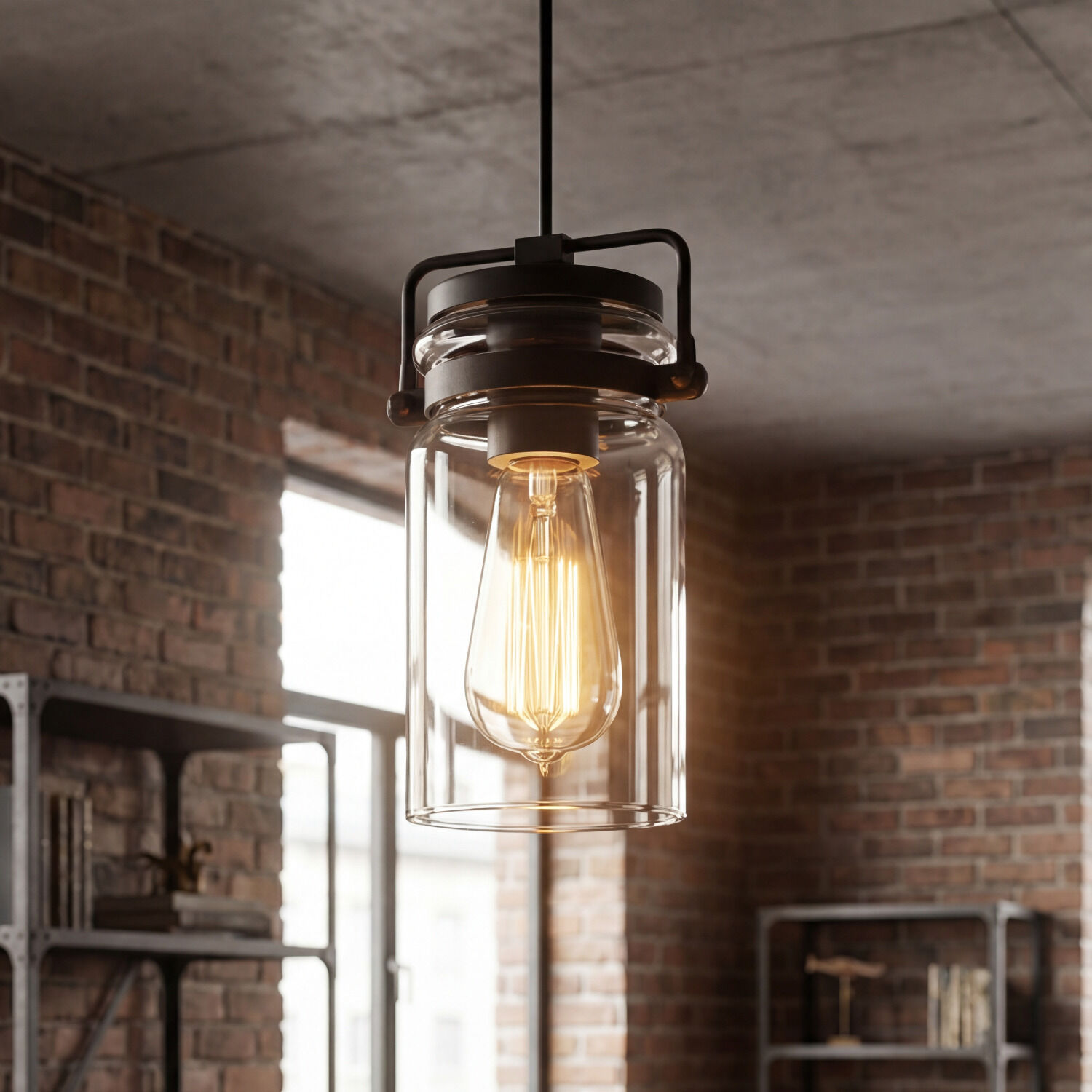 haengeleuchte-pendelleuchte-haengelampe-arco-1-flammig-bronze-antik-klar-transparent-industrie-206-1 Pendelleuchte, Lampe, Glas, Glühbirne, Industriell