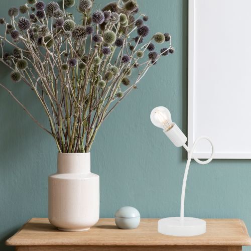 Tischlampe Metall Beleuchtung Weiß Modern H:32cm