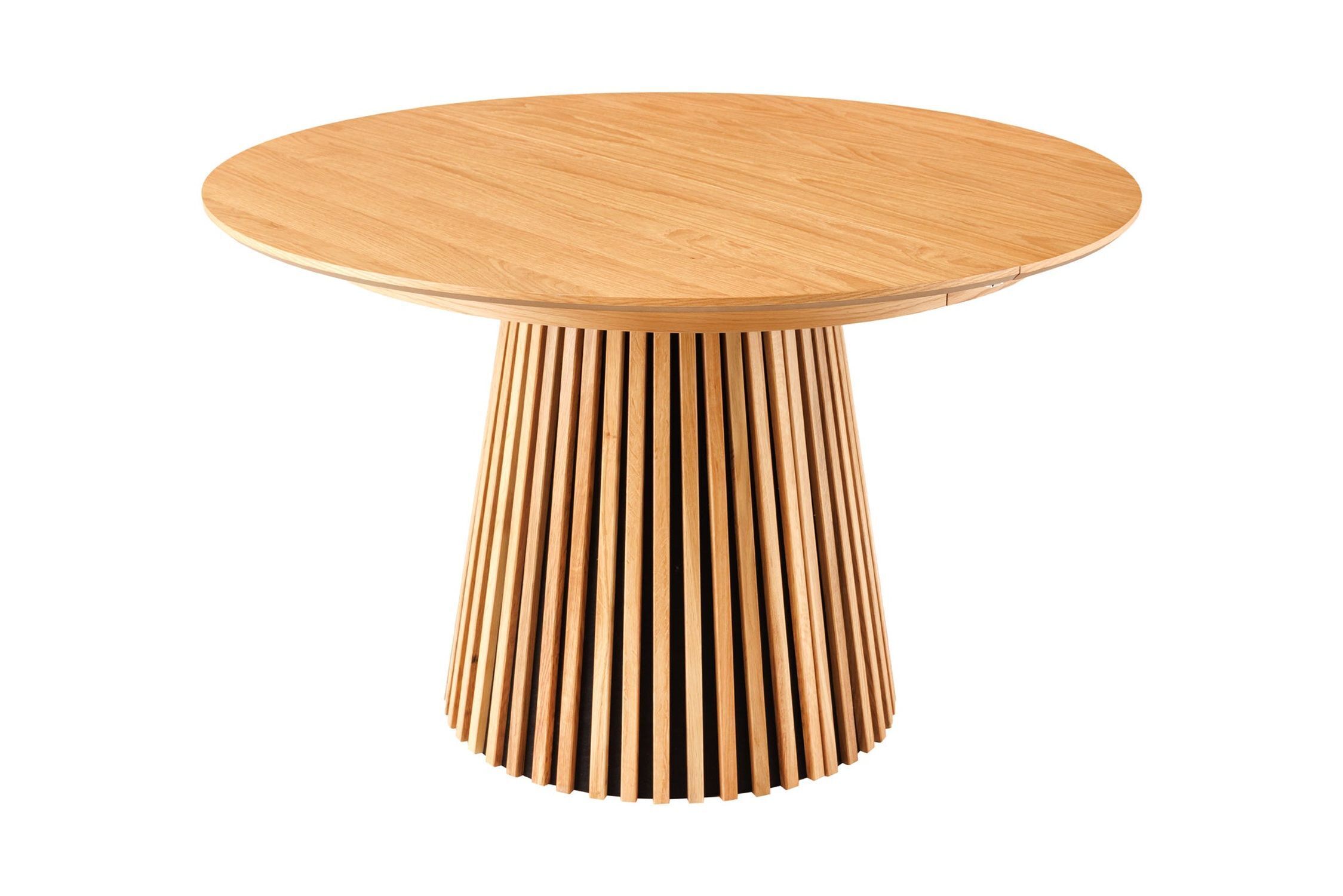 Table de salle à manger ronde extensible 120-220 cm Japandi pied colonne