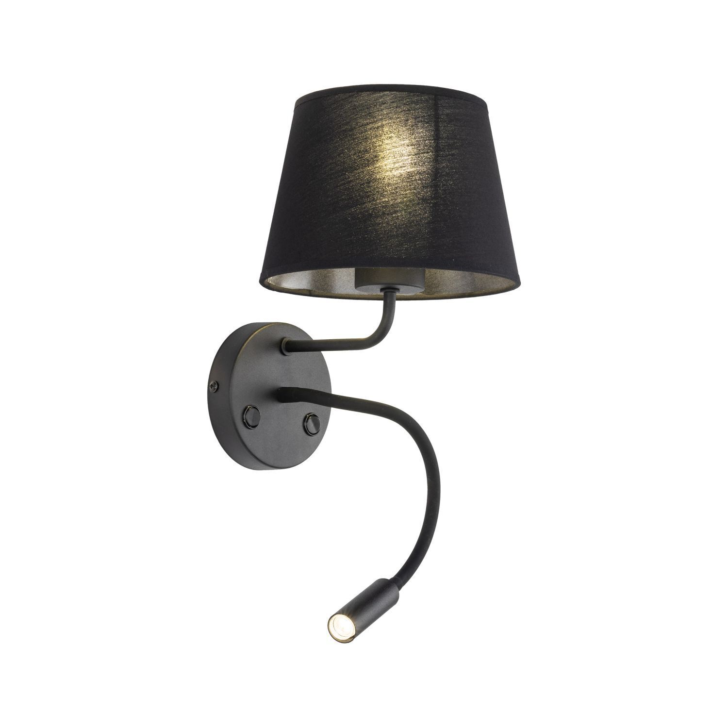 Wandlampe Schalter Schwanenhals H: 50 cm E27 + G9 Schwarz Lampe, Lampenschirm