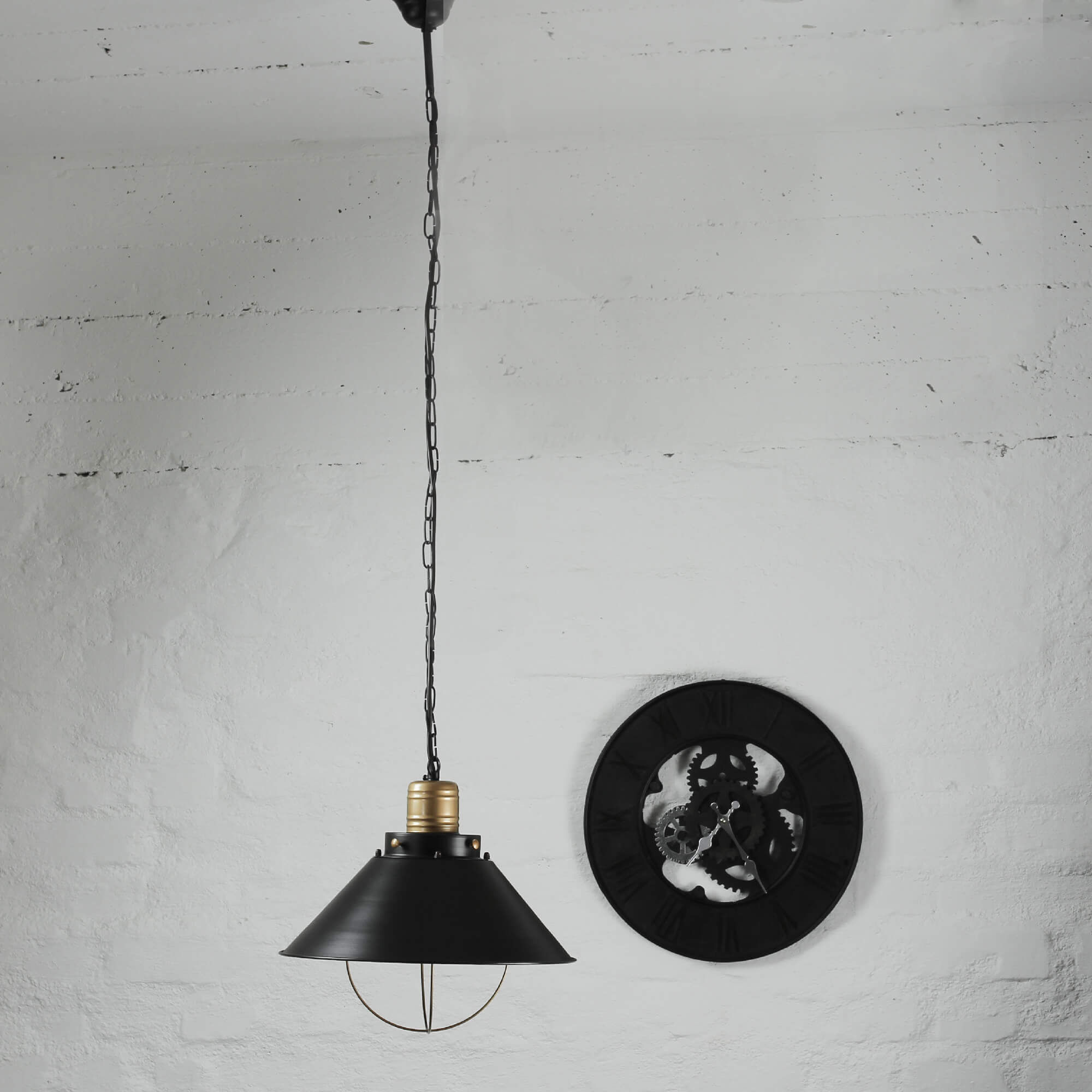 Vintage Hängeleuchte Schwarz Kupfer Industrial Design Lampe