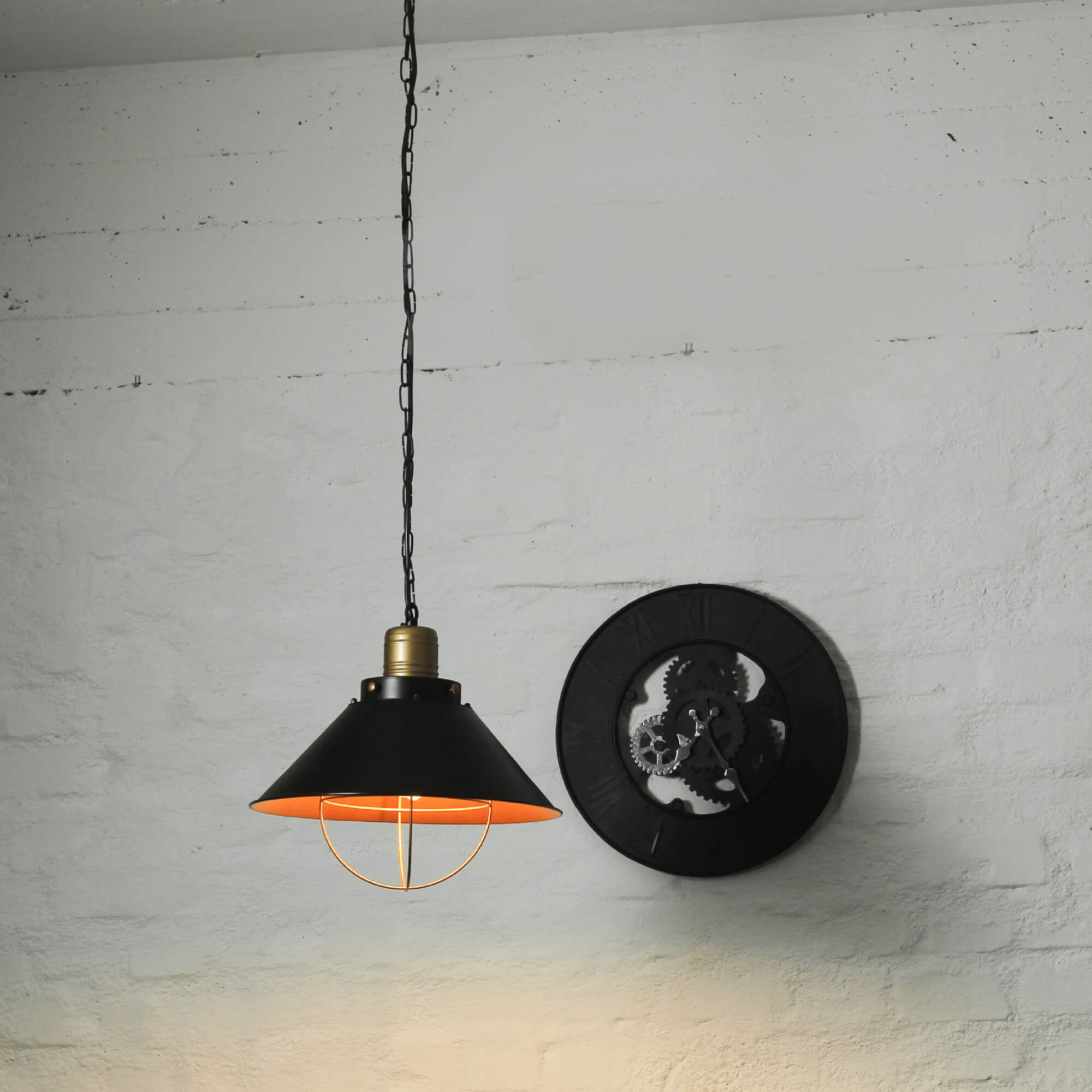 Vintage Hängeleuchte Schwarz Kupfer Industrial Design Lampe