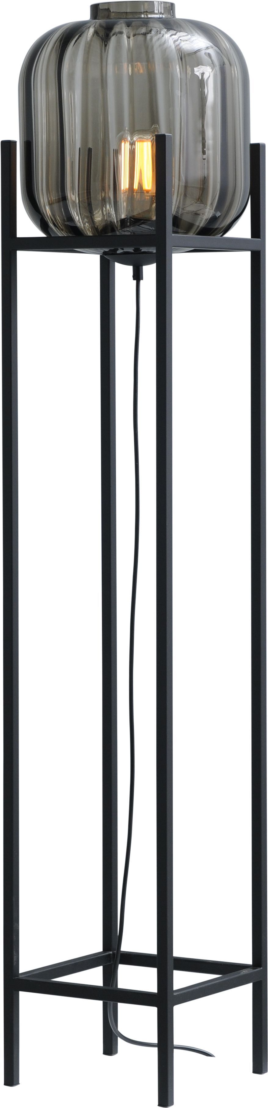Kleine Stehleuchte Glas Metall 138 cm Schwarz E27