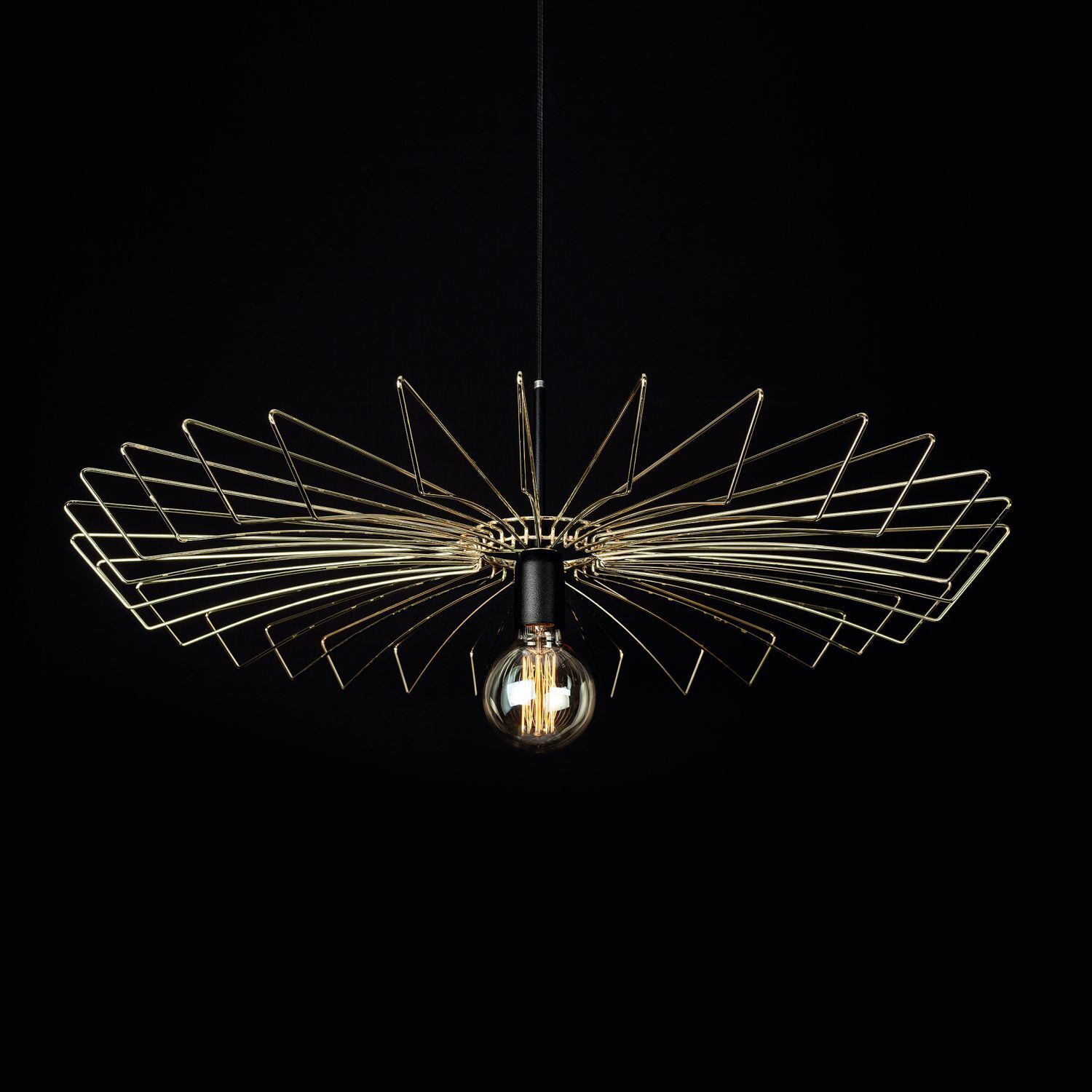 Hängelampe ELLA Gold Echt-Messing Wohnzimmer Lampe Leuchter, Lampe, Leuchte