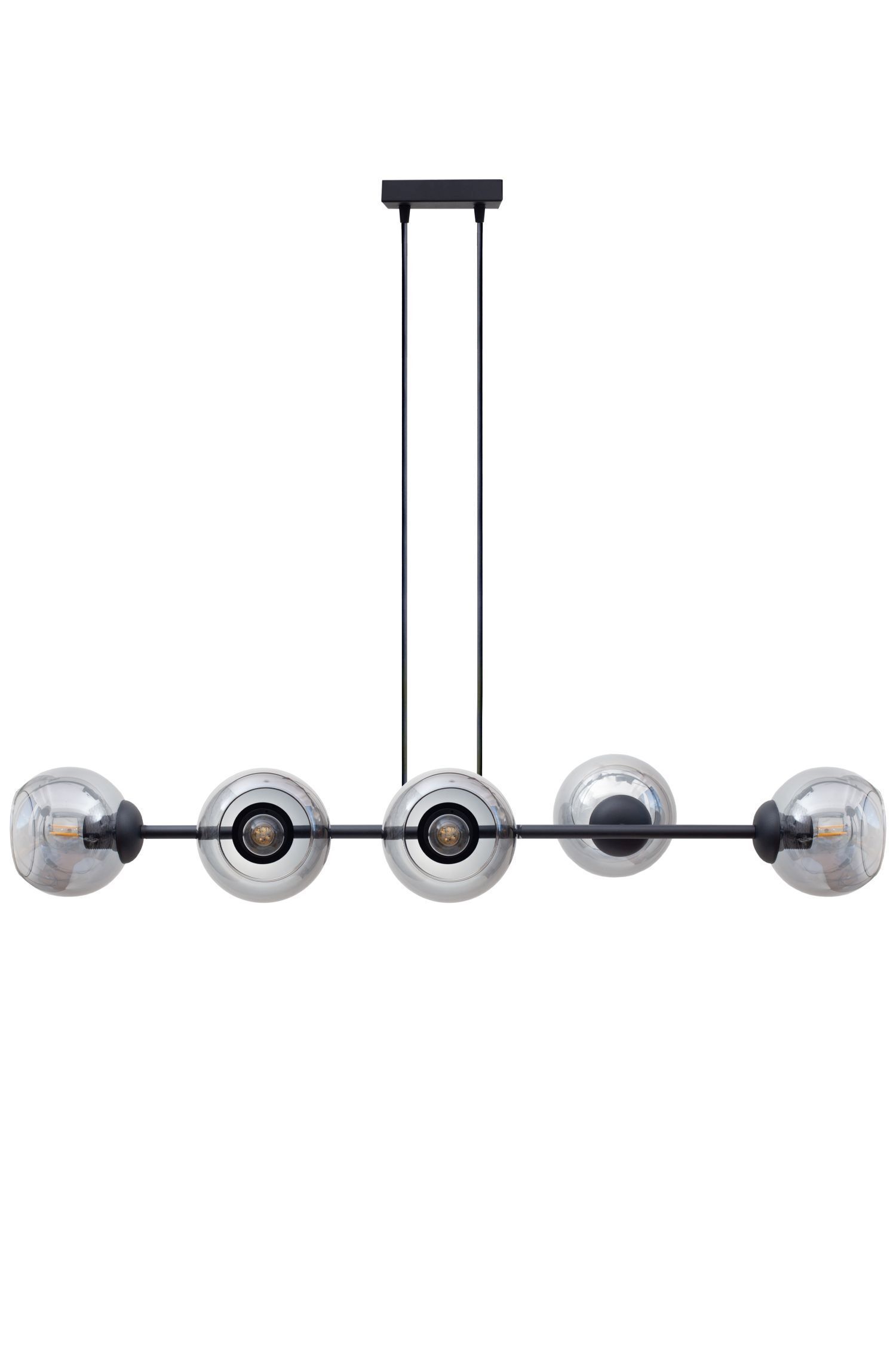 Suspension métal verre fumé anti-éblouissement E27 100 cm de long