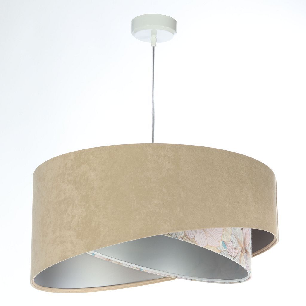 Suspension Tissu Ø 50 cm rond Aspect velours Beige Crème