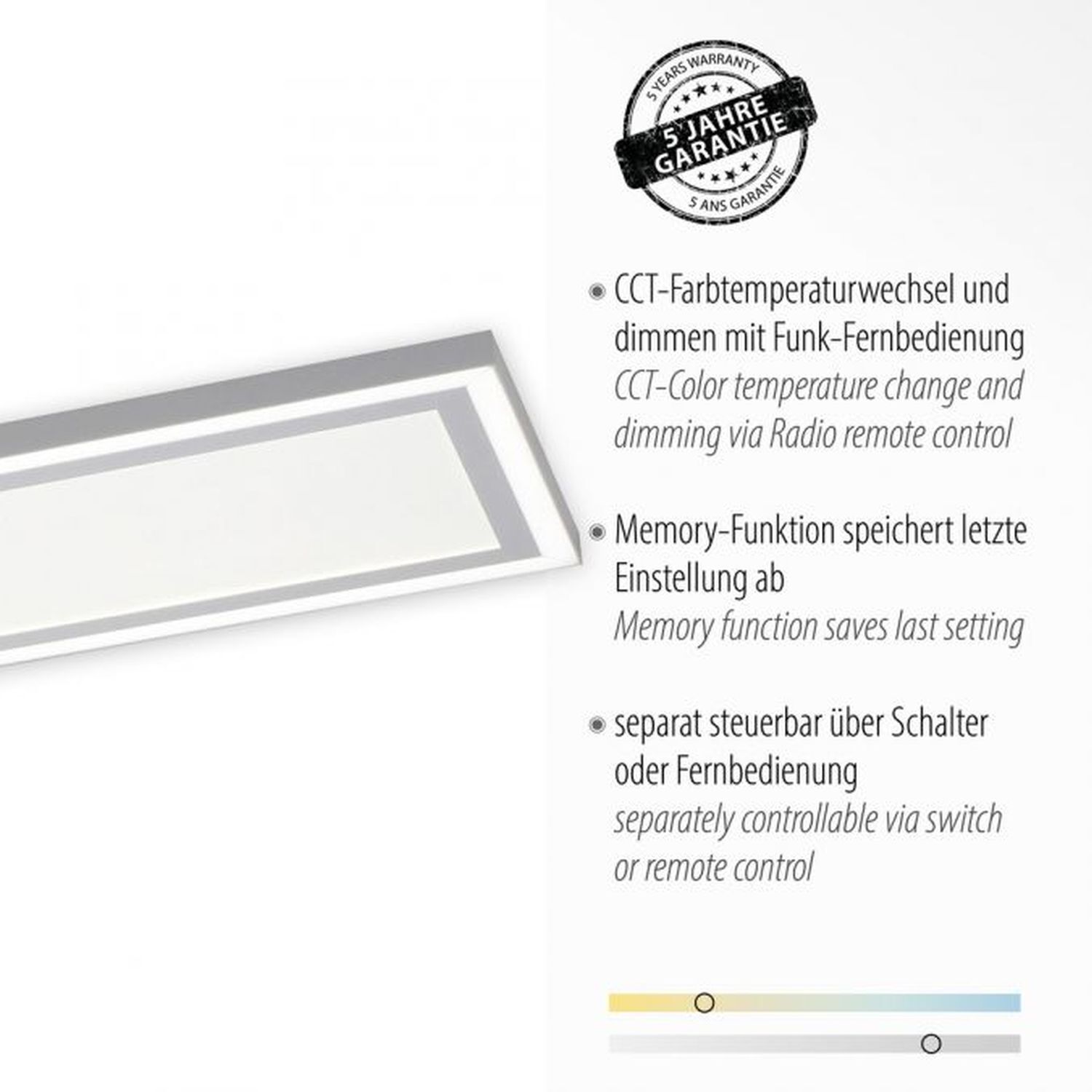 Dimmbare LED Deckenleuchte Fernbedienung 32 W 110 cm