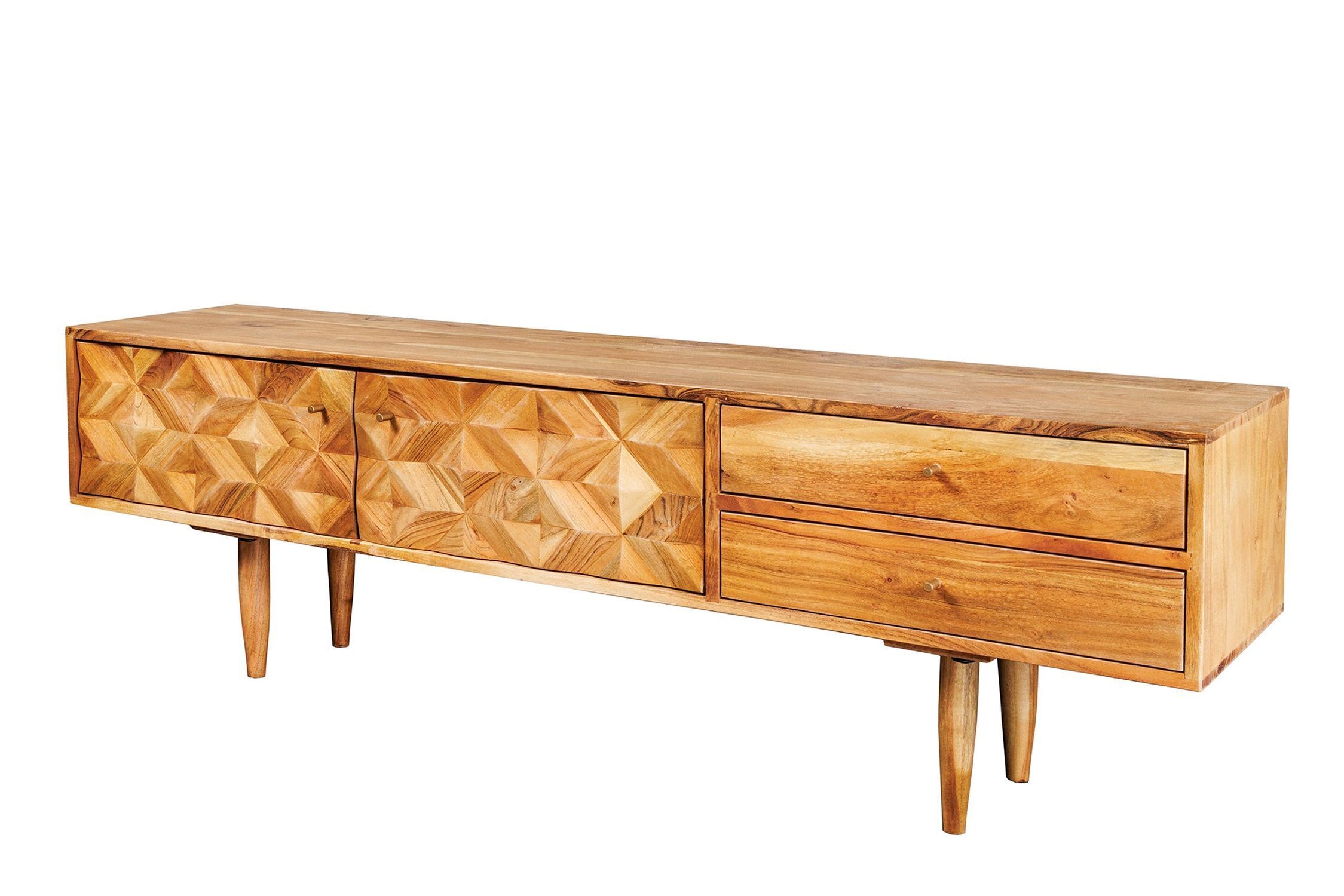 Fernsehschrank Holz 145 cm Handarbeit 2 Schubladen Türen