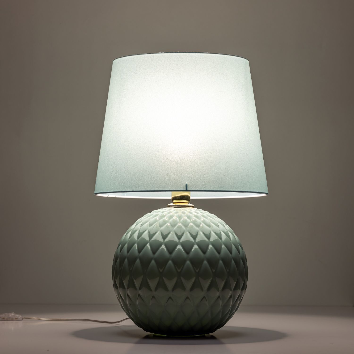 Tischleuchte Glas Stoff 60 cm hoch Mint Grün E27 DOLORES Lampe, Lampenschirm, Tischlampe