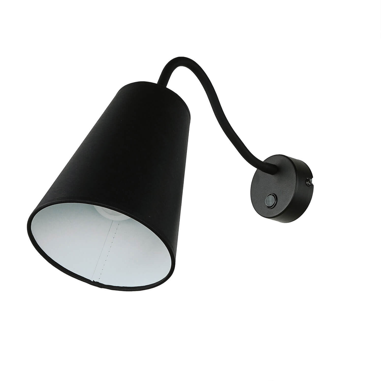 Wandleuchte Schwarz mit Schalter Metall Ø13cm Lampe, Beleuchtung, Zimmer, Duscharmatur, Lampenschirm